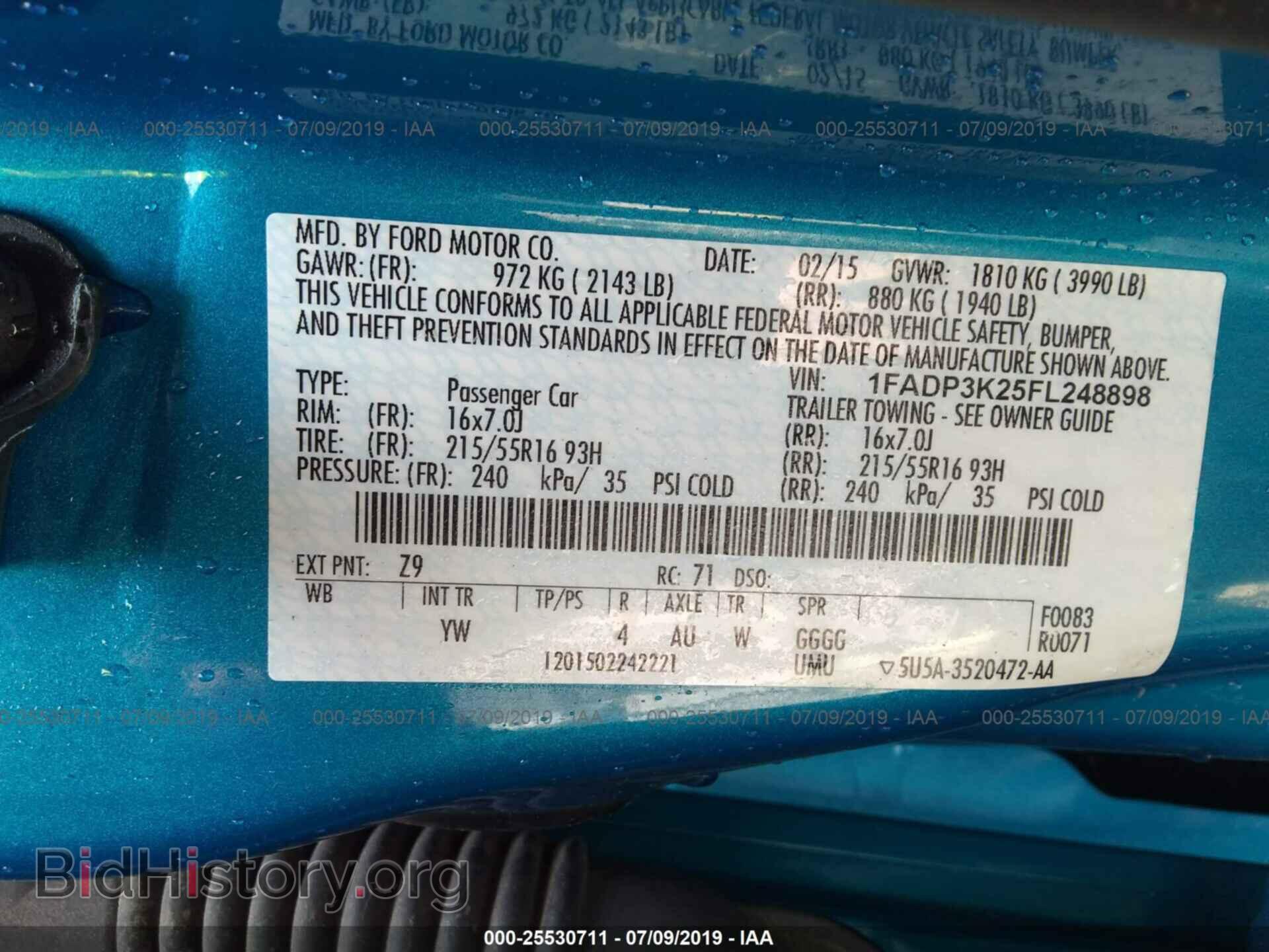 2015 FORD FOCUS - VIN: 1FADP3K25FL248898 - Фото 9