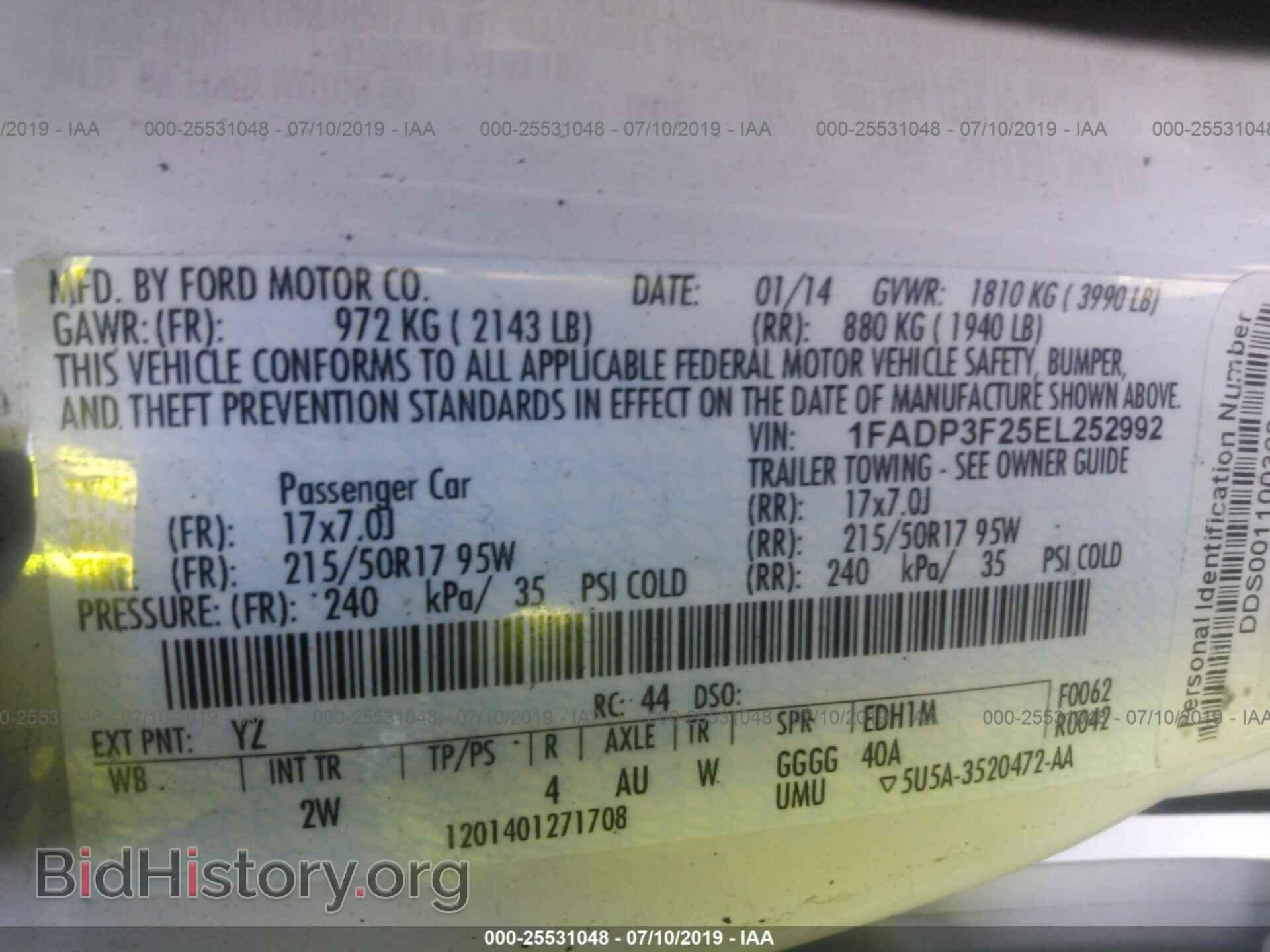 2014 FORD FOCUS - VIN: 1FADP3F25EL252992 - Фото 9
