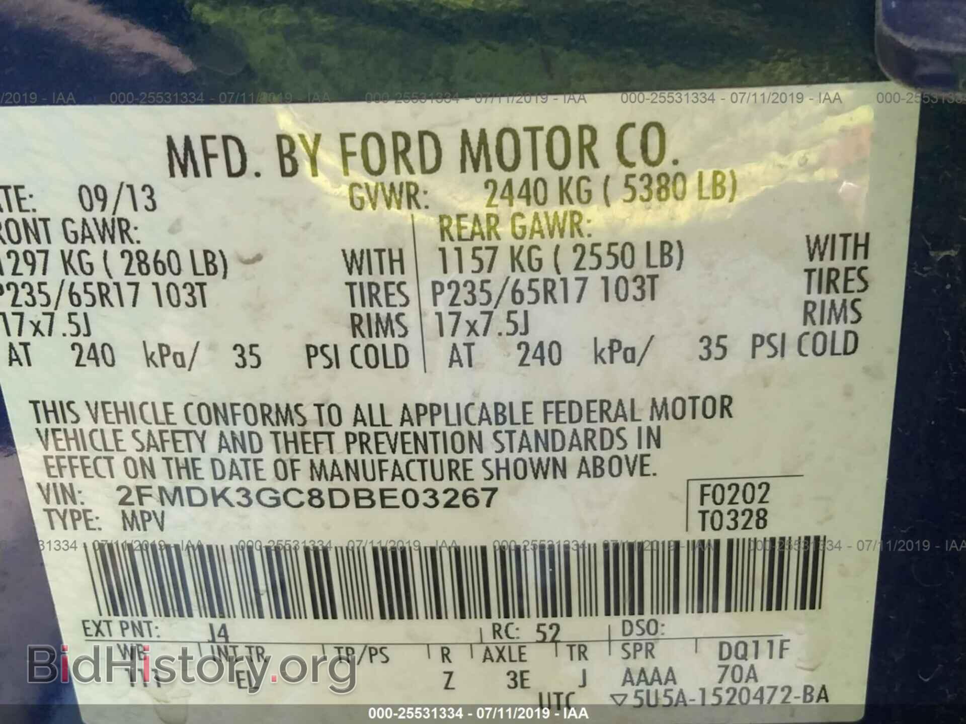 2013 FORD EDGE - VIN: 2FMDK3GC8DBE03267 - Photo 9