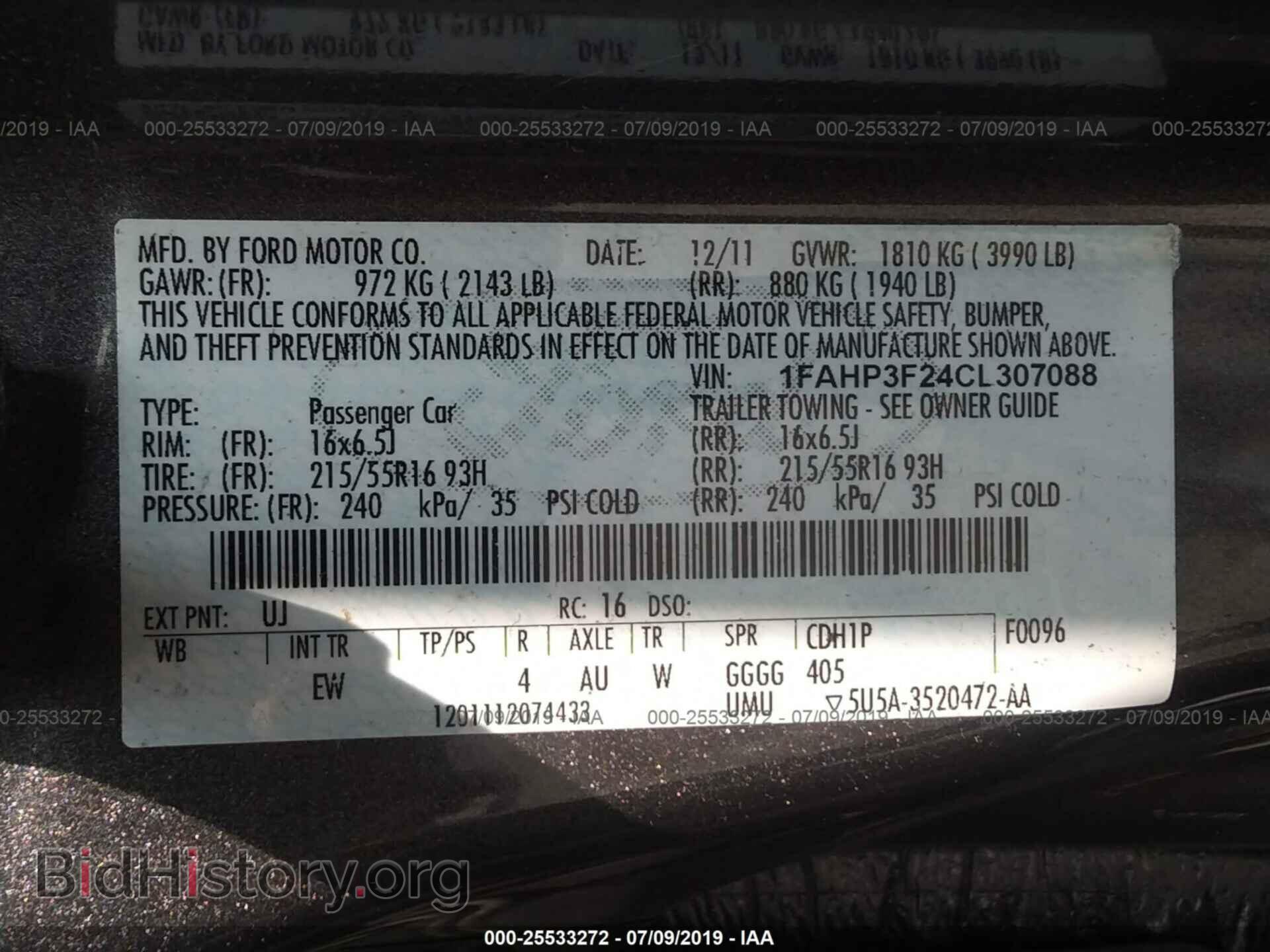 2012 FORD FOCUS - VIN: 1FAHP3F24CL307088 - Фото 9