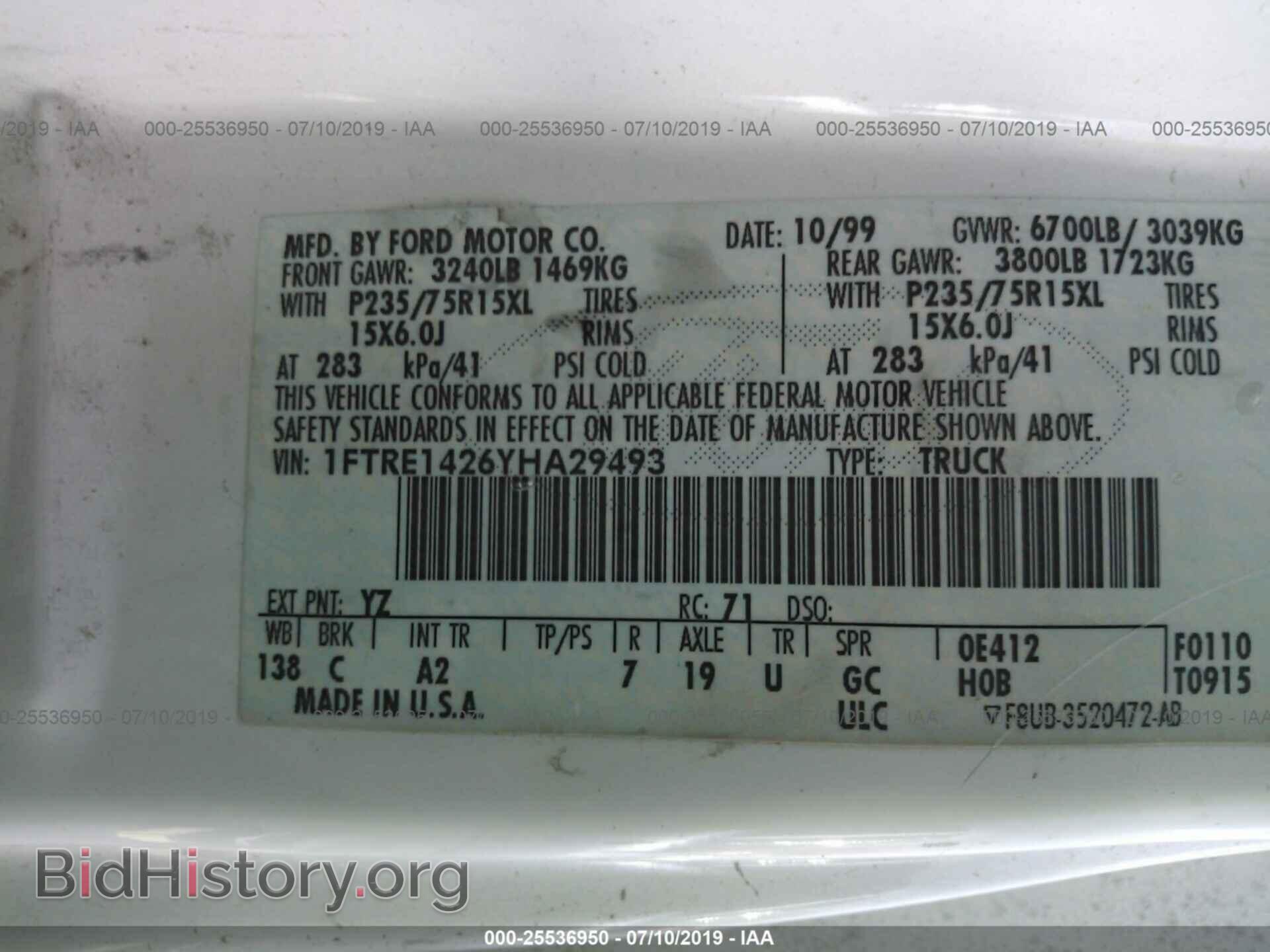 2000 FORD ECONOLINE - VIN: 1FTRE1426YHA29493 - Photo 9