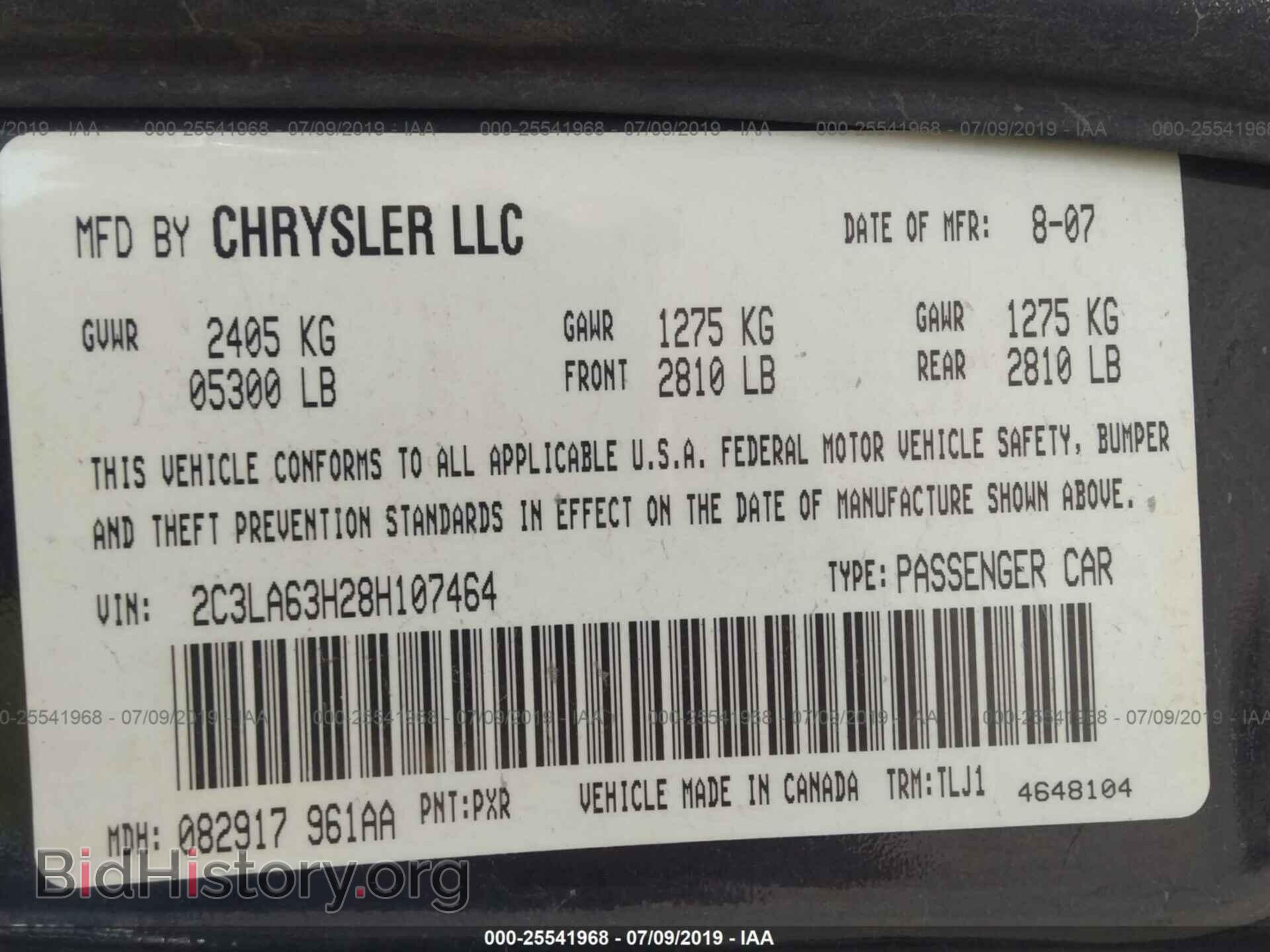 2008 CHRYSLER 300C - VIN: 2C3LA63H28H107464 - Фото 9
