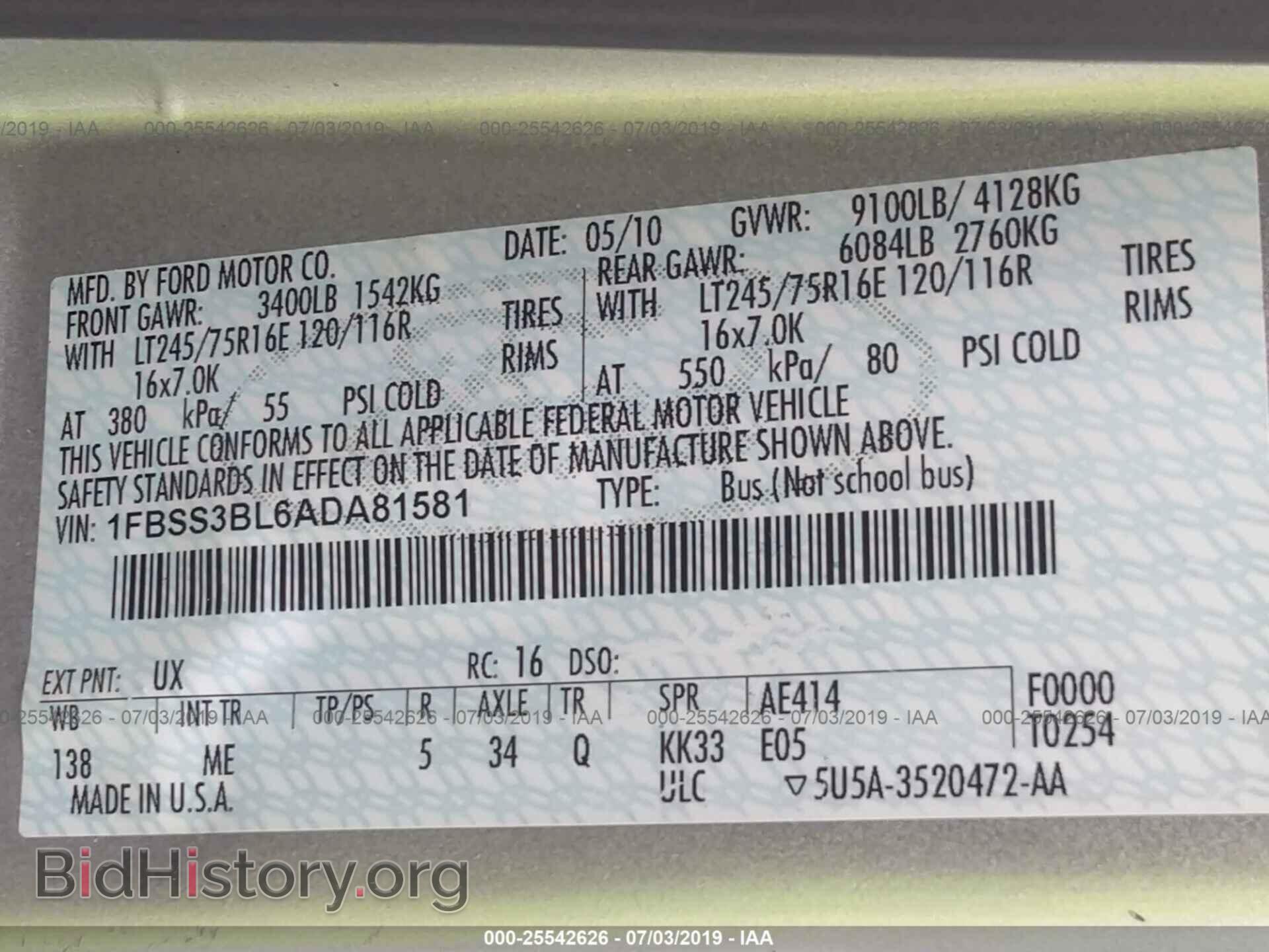 2010 FORD ECONOLINE - VIN: 1FBSS3BL6ADA81581 - Photo 9