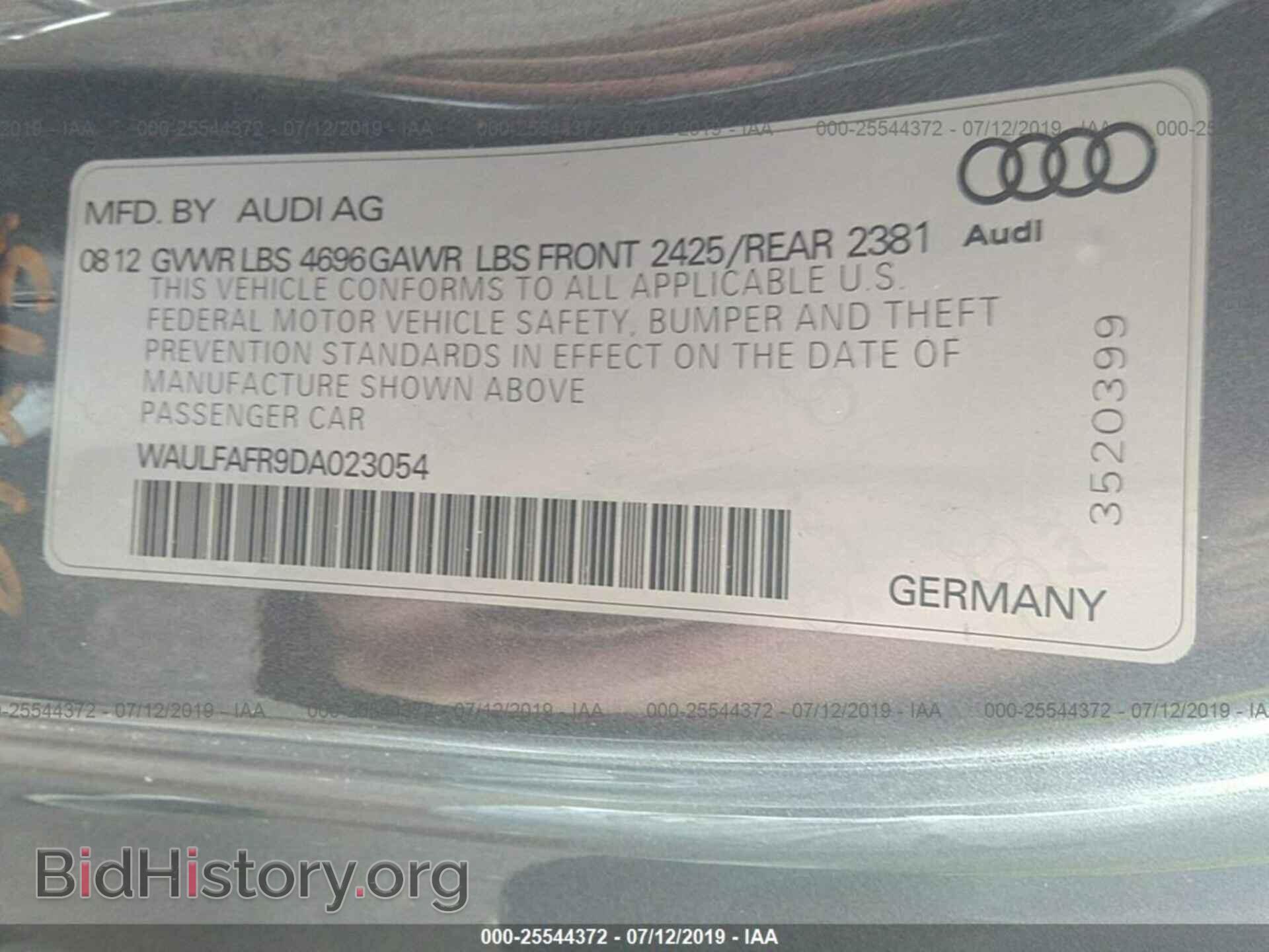 2013 AUDI A5 - VIN: WAULFAFR9DA023054 - Фото 9