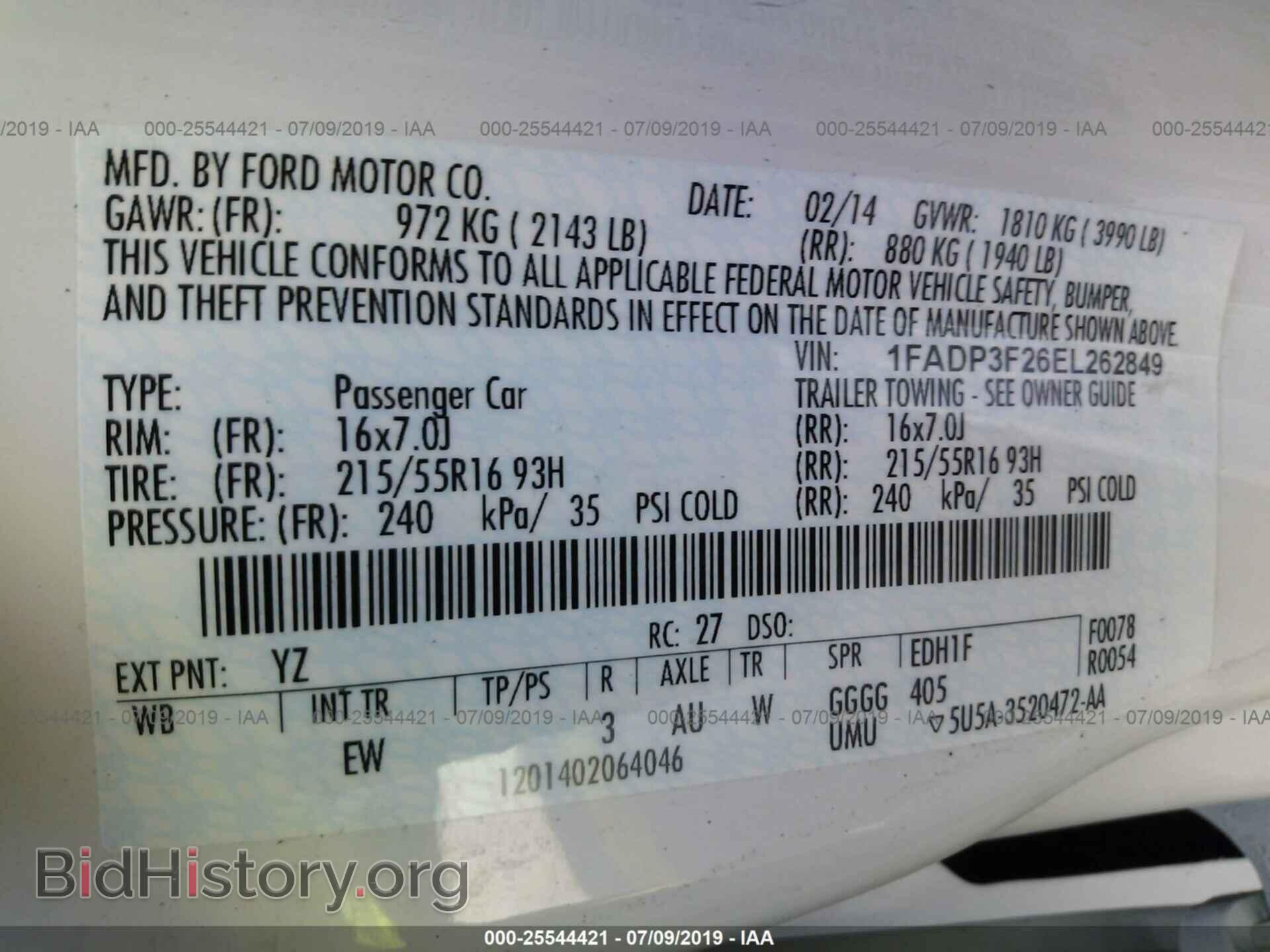 2014 FORD FOCUS - VIN: 1FADP3F26EL262849 - Фото 9