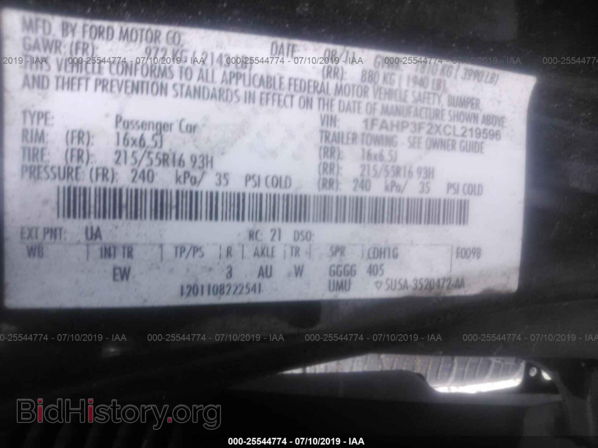 2012 FORD FOCUS - VIN: 1FAHP3F2XCL219596 - Фото 9