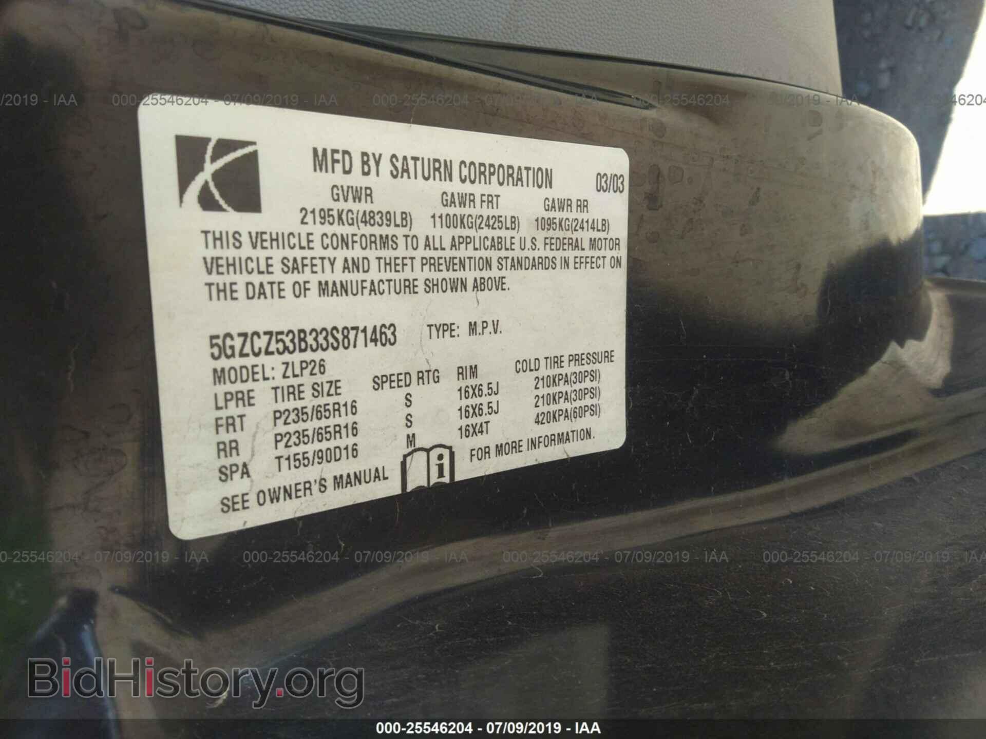 2003 SATURN VUE - VIN: 5GZCZ53B33S871463 - Фото 9