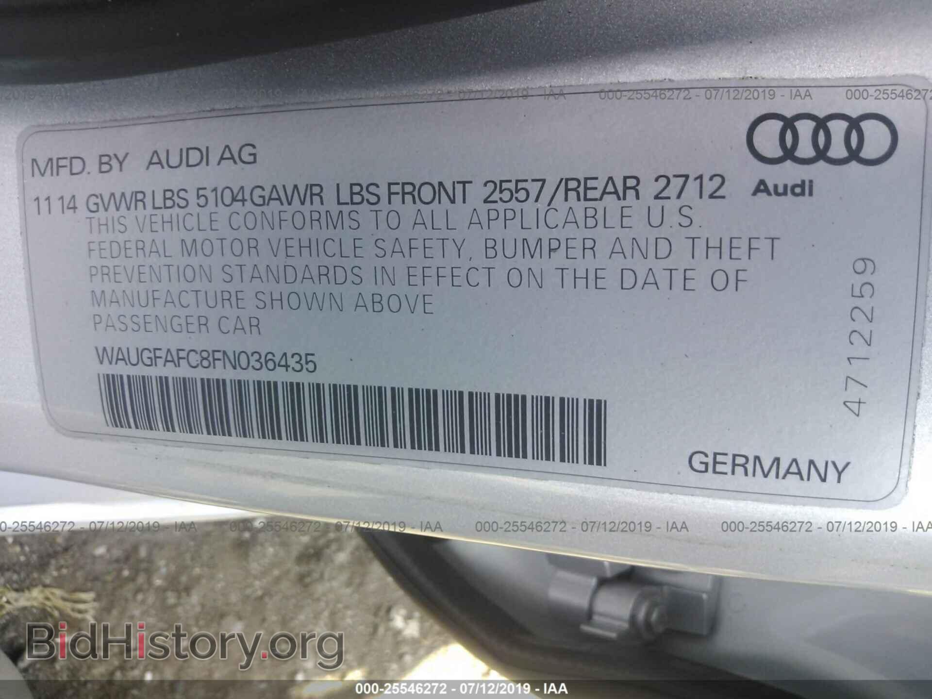 2015 AUDI A6 - VIN: WAUGFAFC8FN036435 - Photo 9