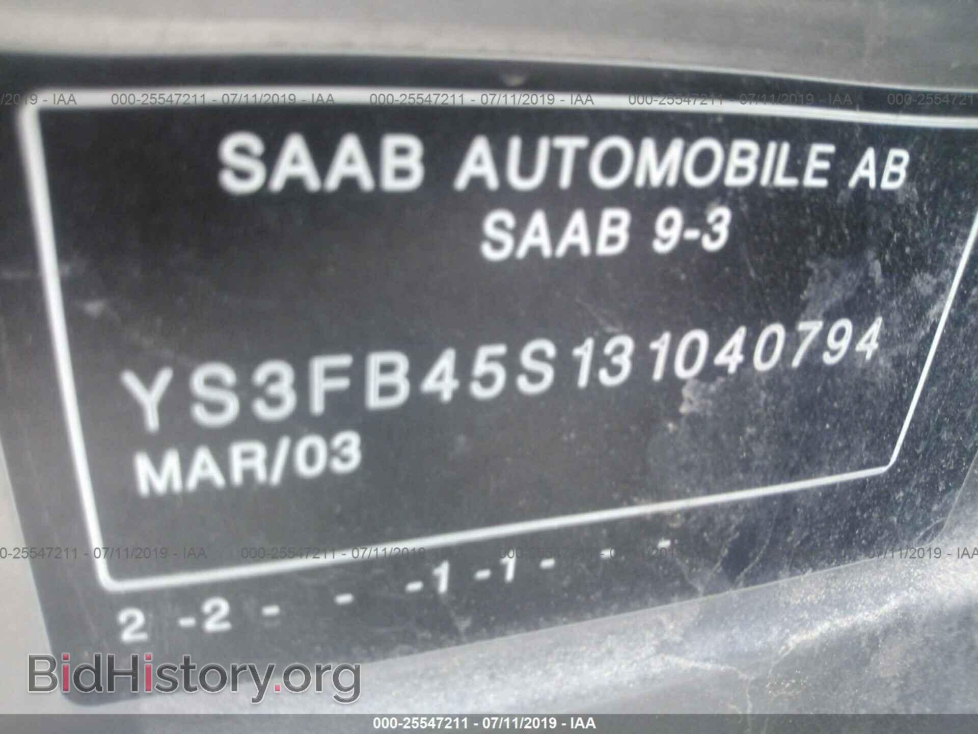 2003 SAAB 9-3 - VIN: YS3FB45S131040794 - Photo 9