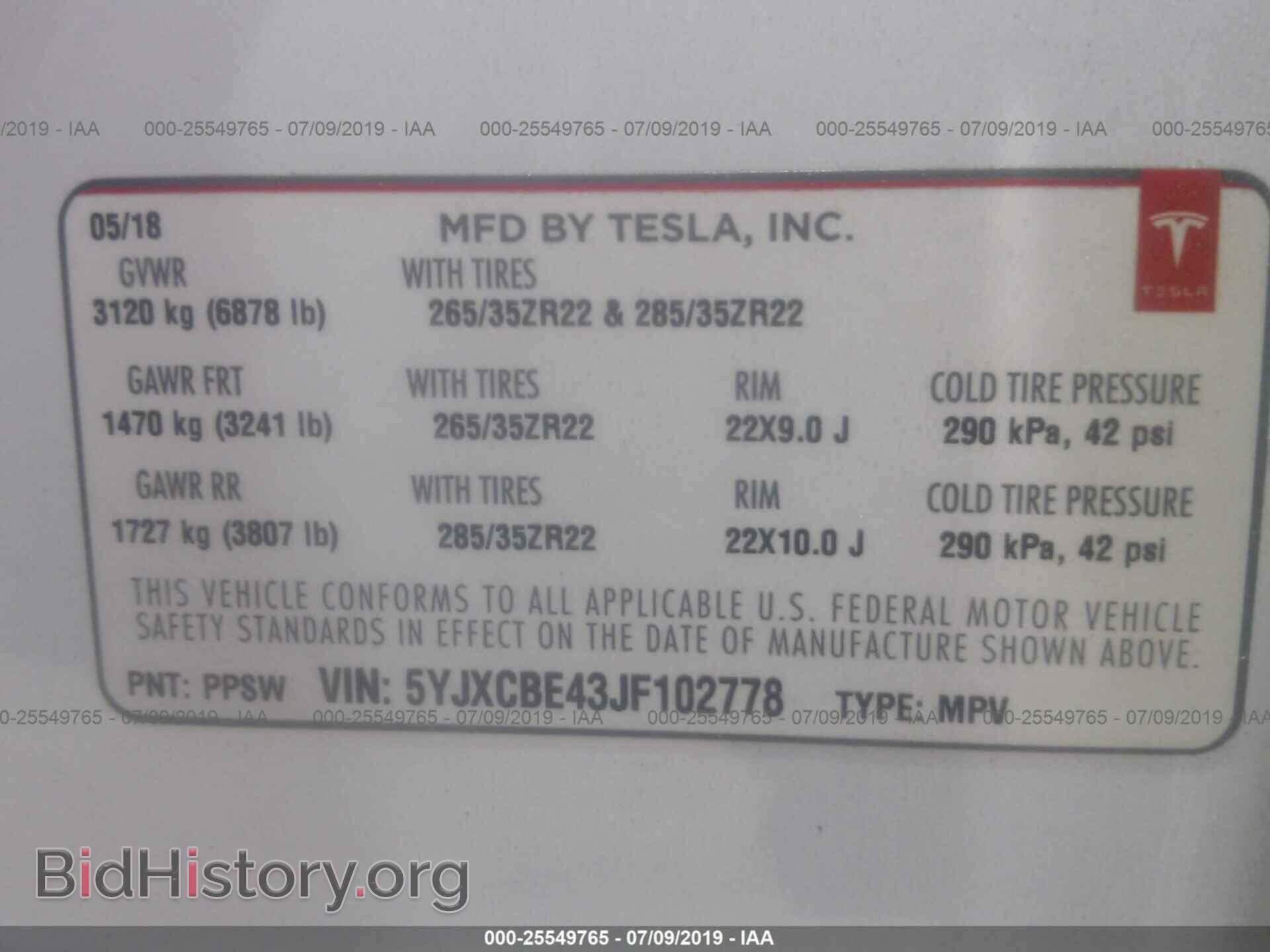 2018 TESLA MODEL X - VIN: 5YJXCBE43JF102778 - Фото 9