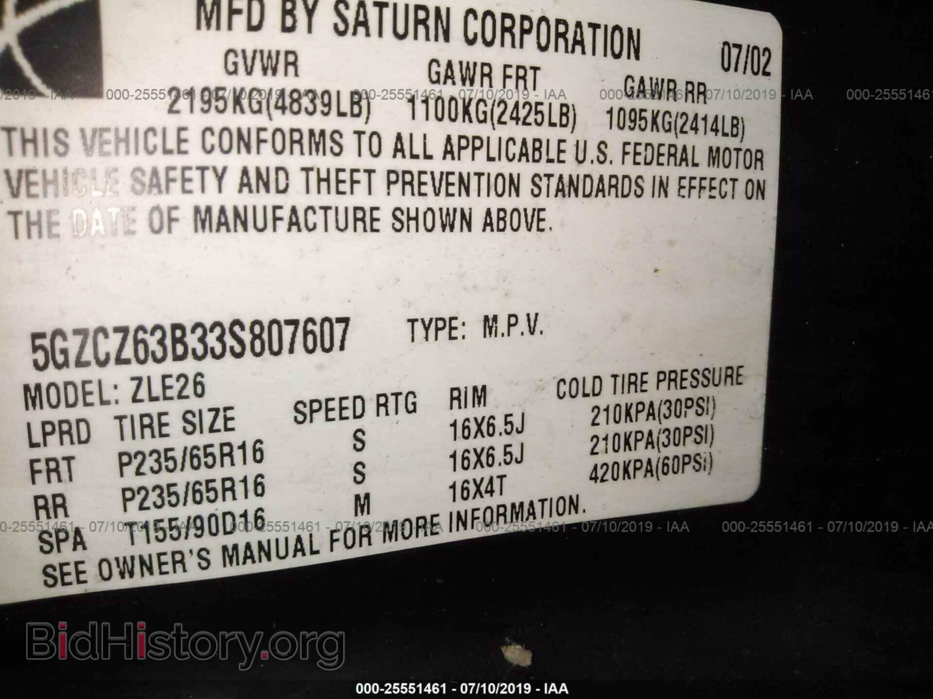2003 SATURN VUE - VIN: 5GZCZ63B33S807607 - Photo 9