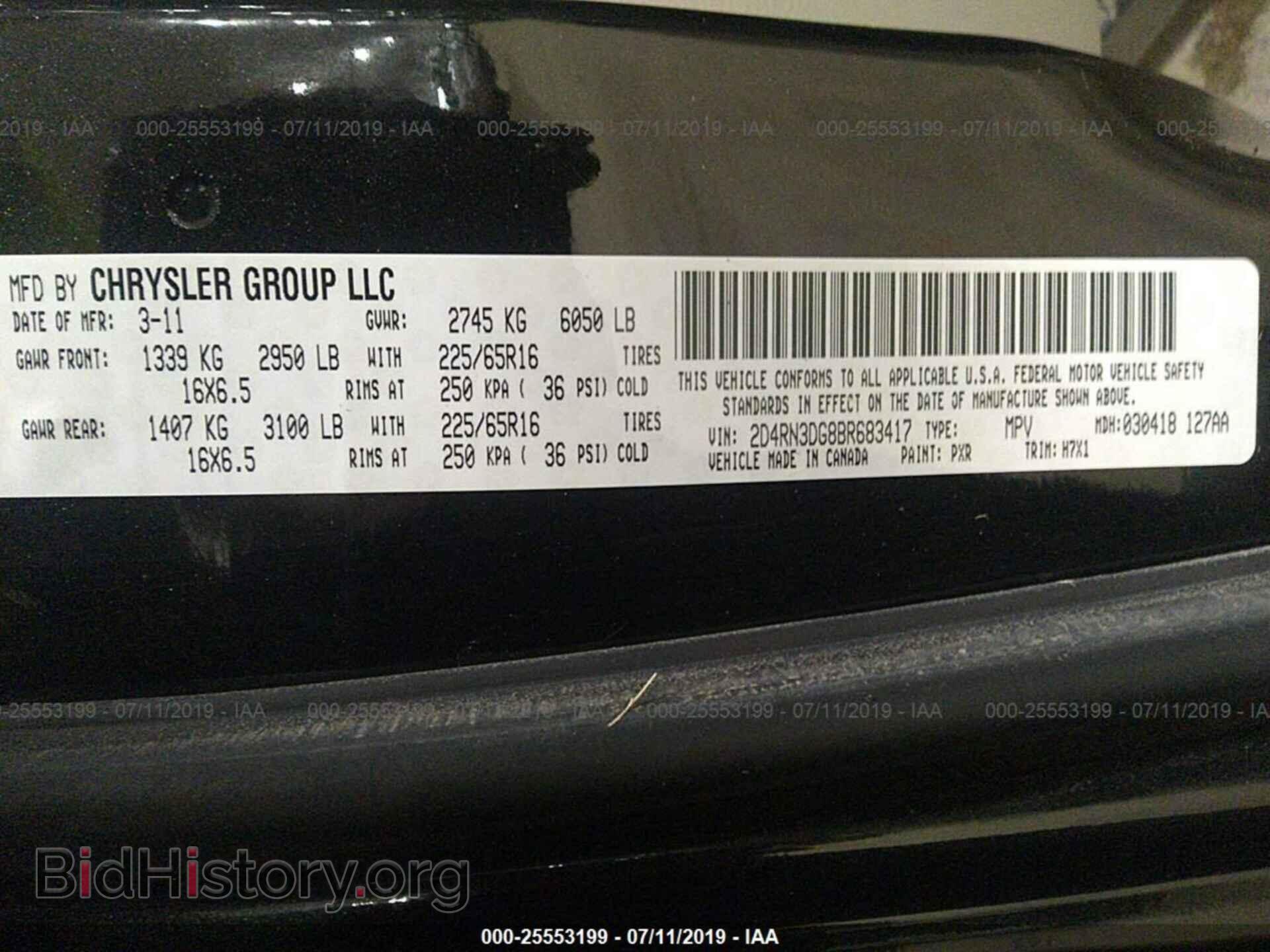 2011 DODGE GRAND CARAVAN - VIN: 2D4RN3DG8BR683417 - Фото 9