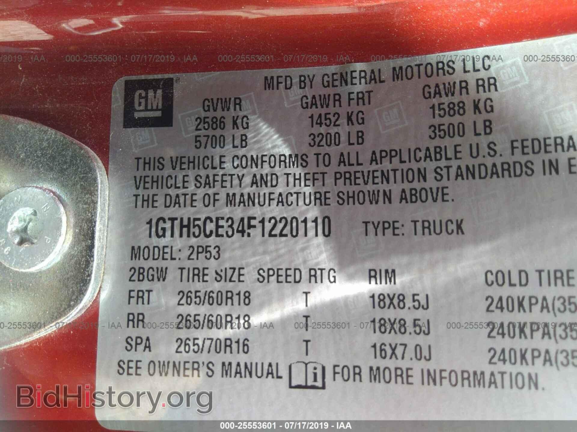2015 GMC CANYON - VIN: 1GTH5CE34F1220110 - Фото 9
