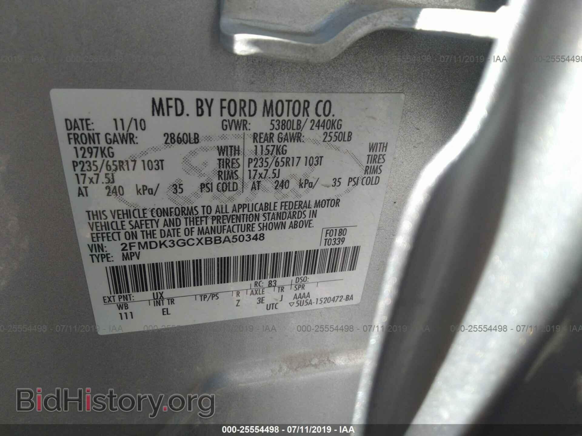 2011 FORD EDGE - VIN: 2FMDK3GCXBBA50348 - Photo 9