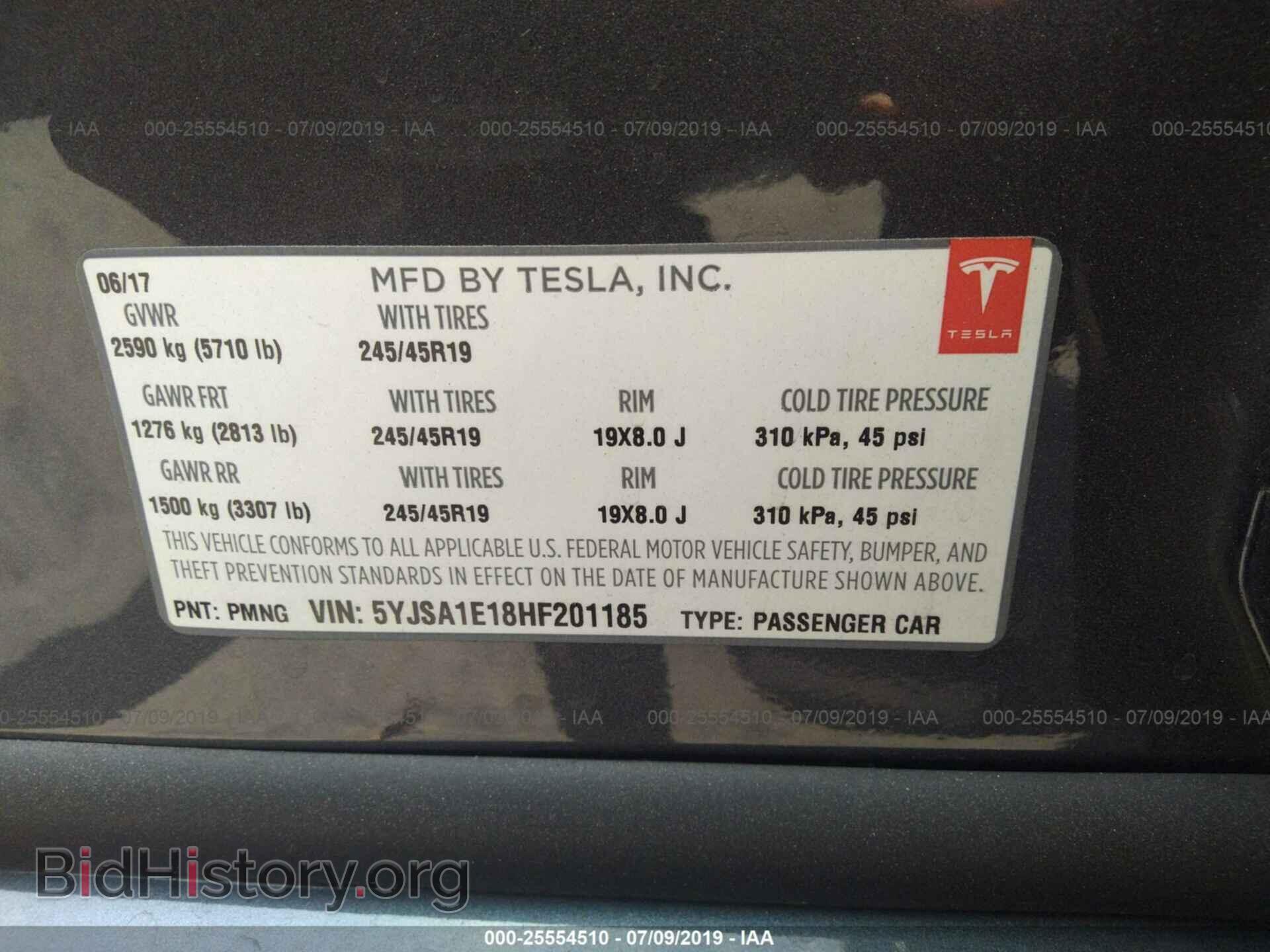 2017 TESLA MODEL S - VIN: 5YJSA1E18HF201185 - Photo 9