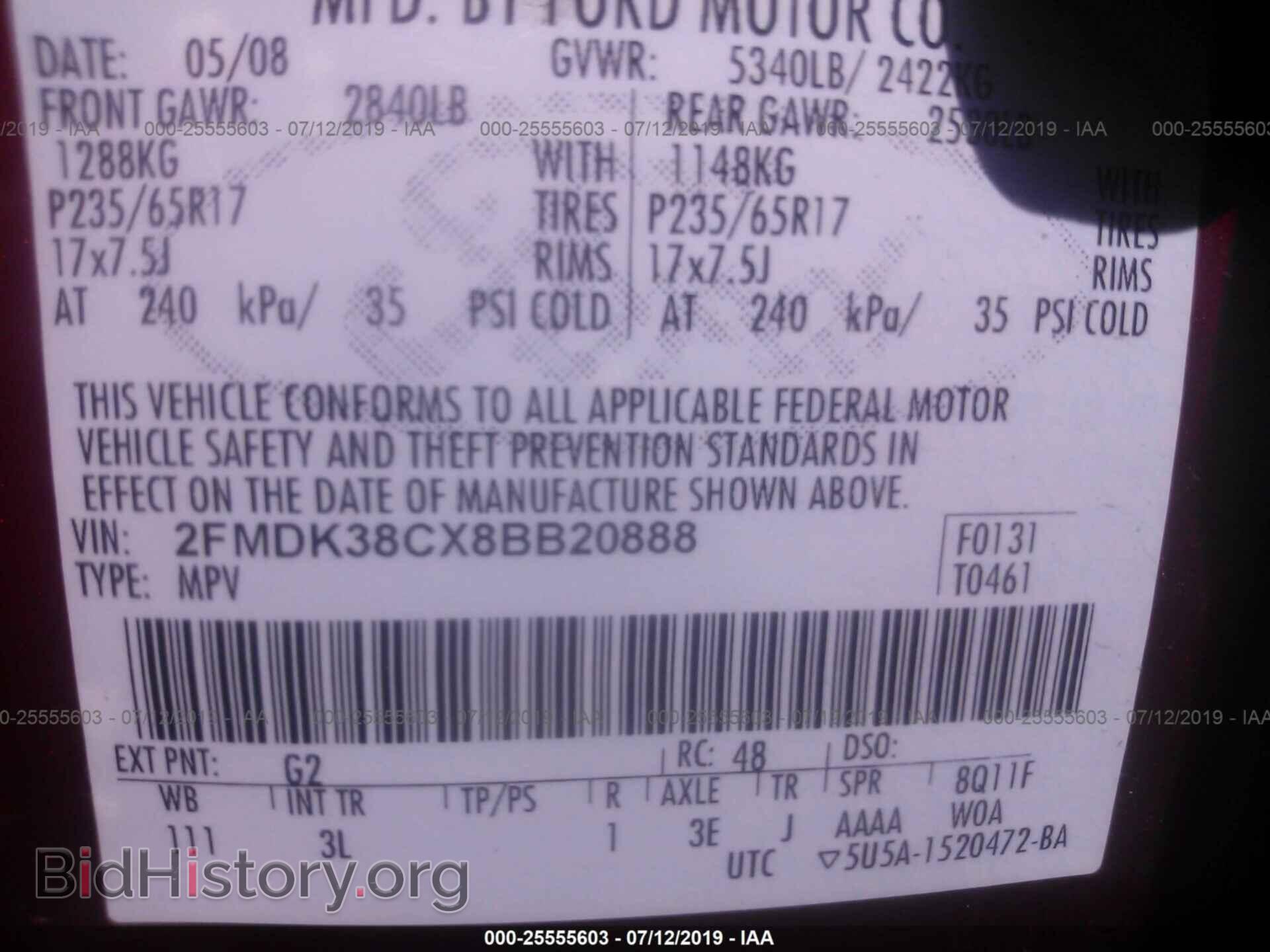 2008 FORD EDGE - VIN: 2FMDK38CX8BB20888 - Photo 9