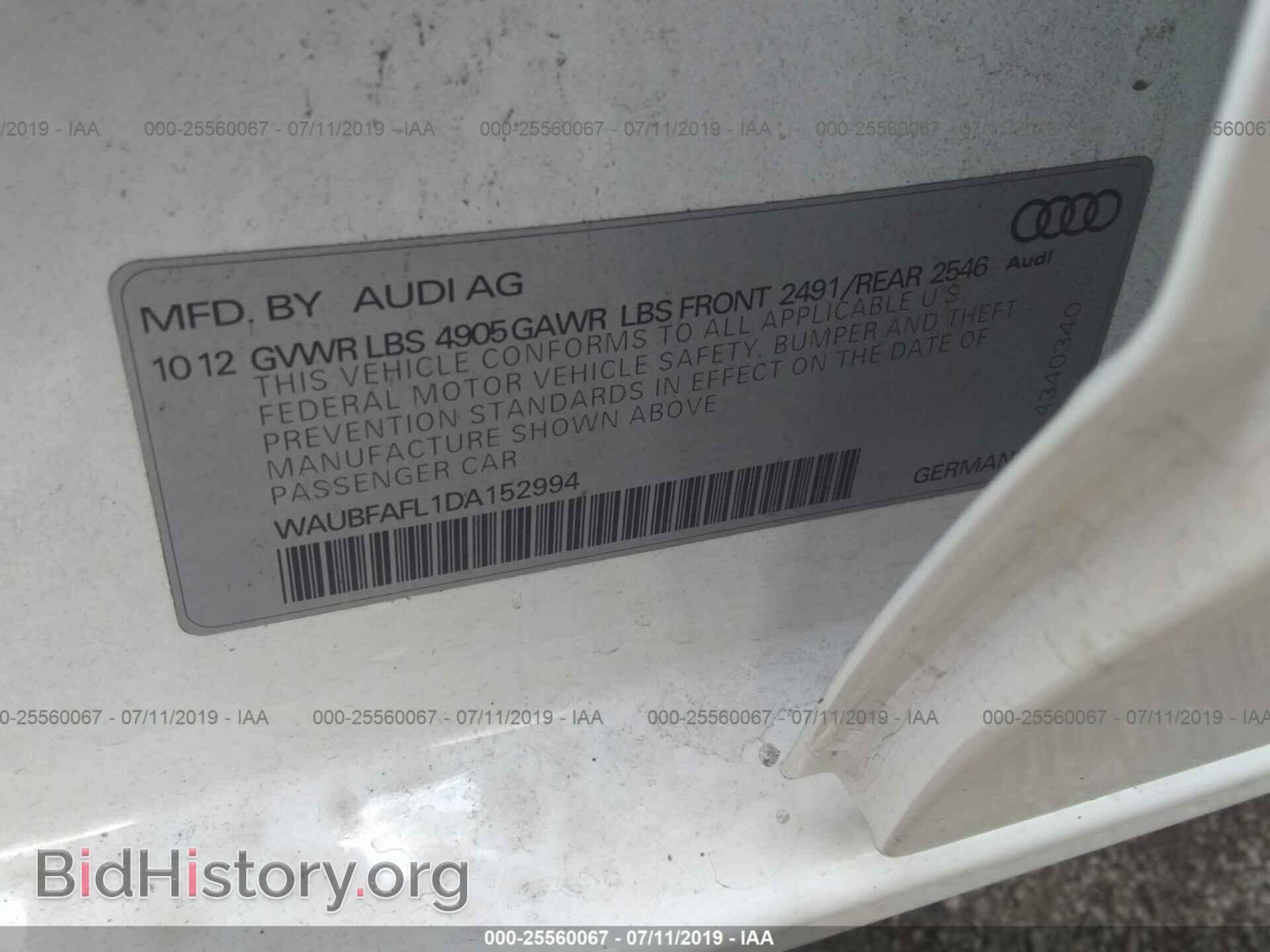 2013 AUDI A4 - VIN: WAUBFAFL1DA152994 - Фото 9
