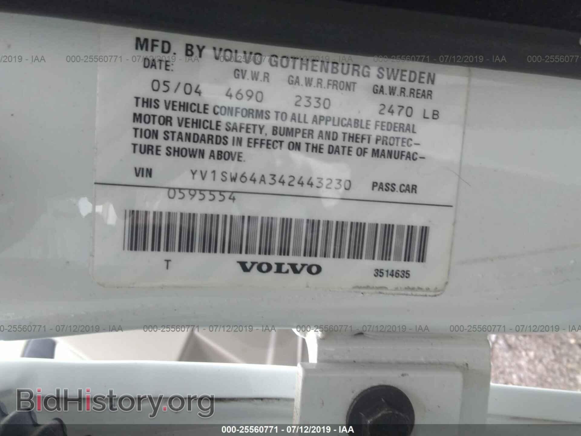 2004 VOLVO V70 - VIN: YV1SW64A342443230 - Фото 9