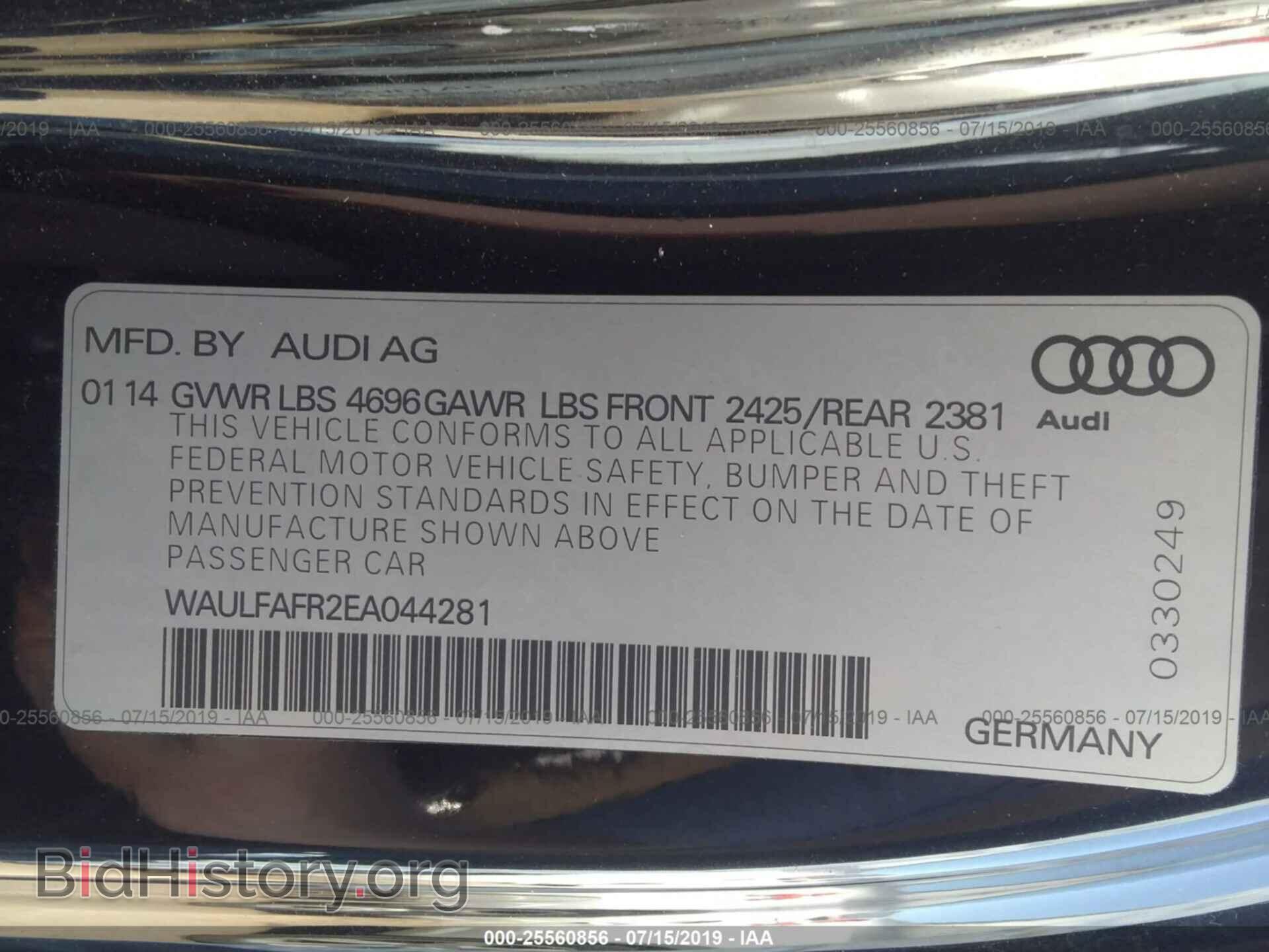 2014 AUDI A5 - VIN: WAULFAFR2EA044281 - Фото 9