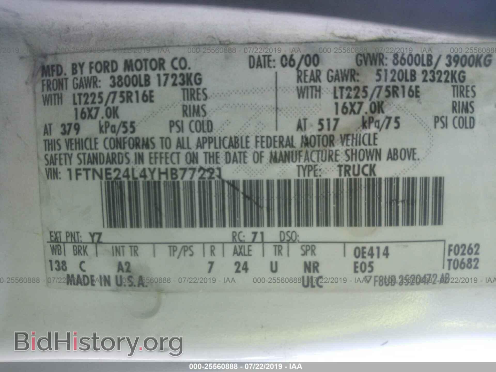 2000 FORD ECONOLINE - VIN: 1FTNE24L4YHB77221 - Photo 9