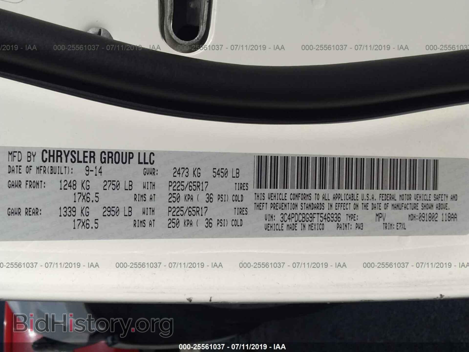 2015 DODGE JOURNEY - VIN: 3C4PDCBG9FT546936 - Photo 9