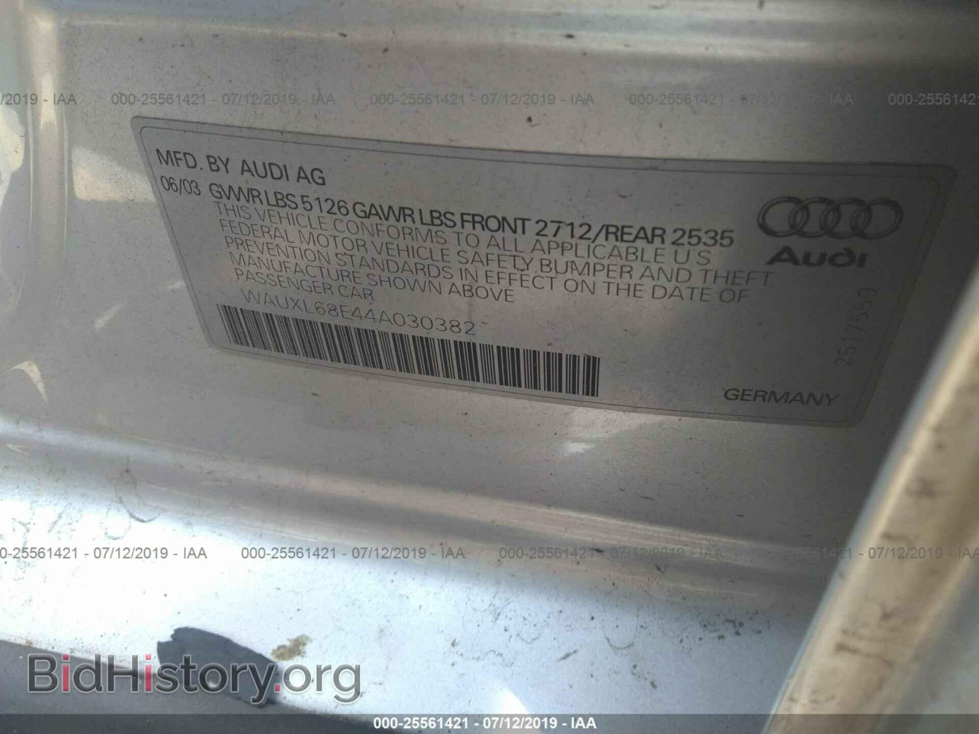 2004 AUDI S4 - VIN: WAUXL68E44A030382 - Photo 9