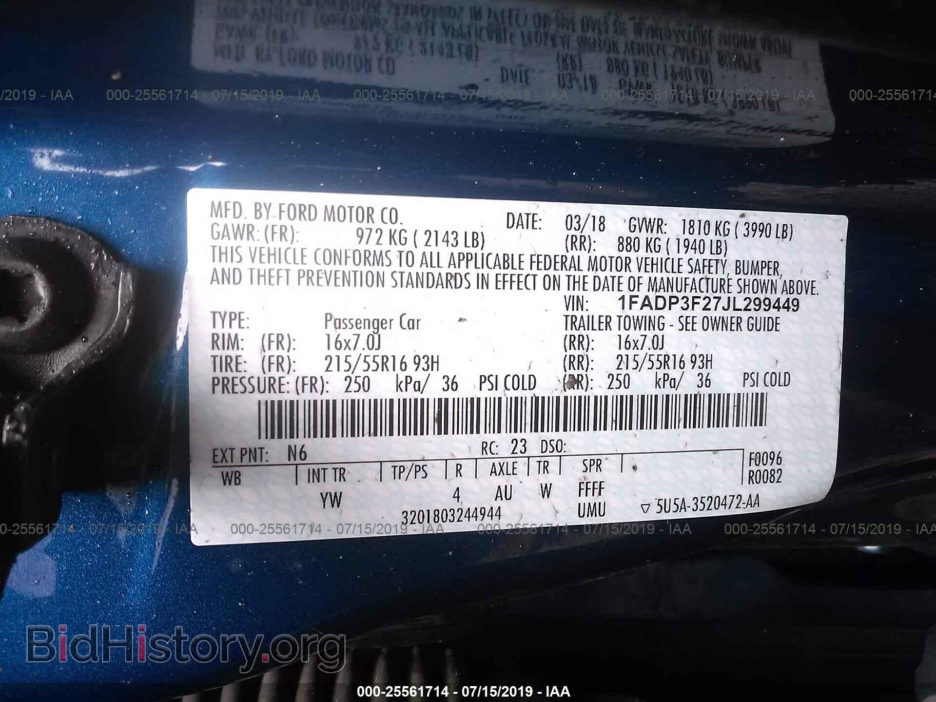 2018 FORD FOCUS - VIN: 1FADP3F27JL299449 - Фото 9