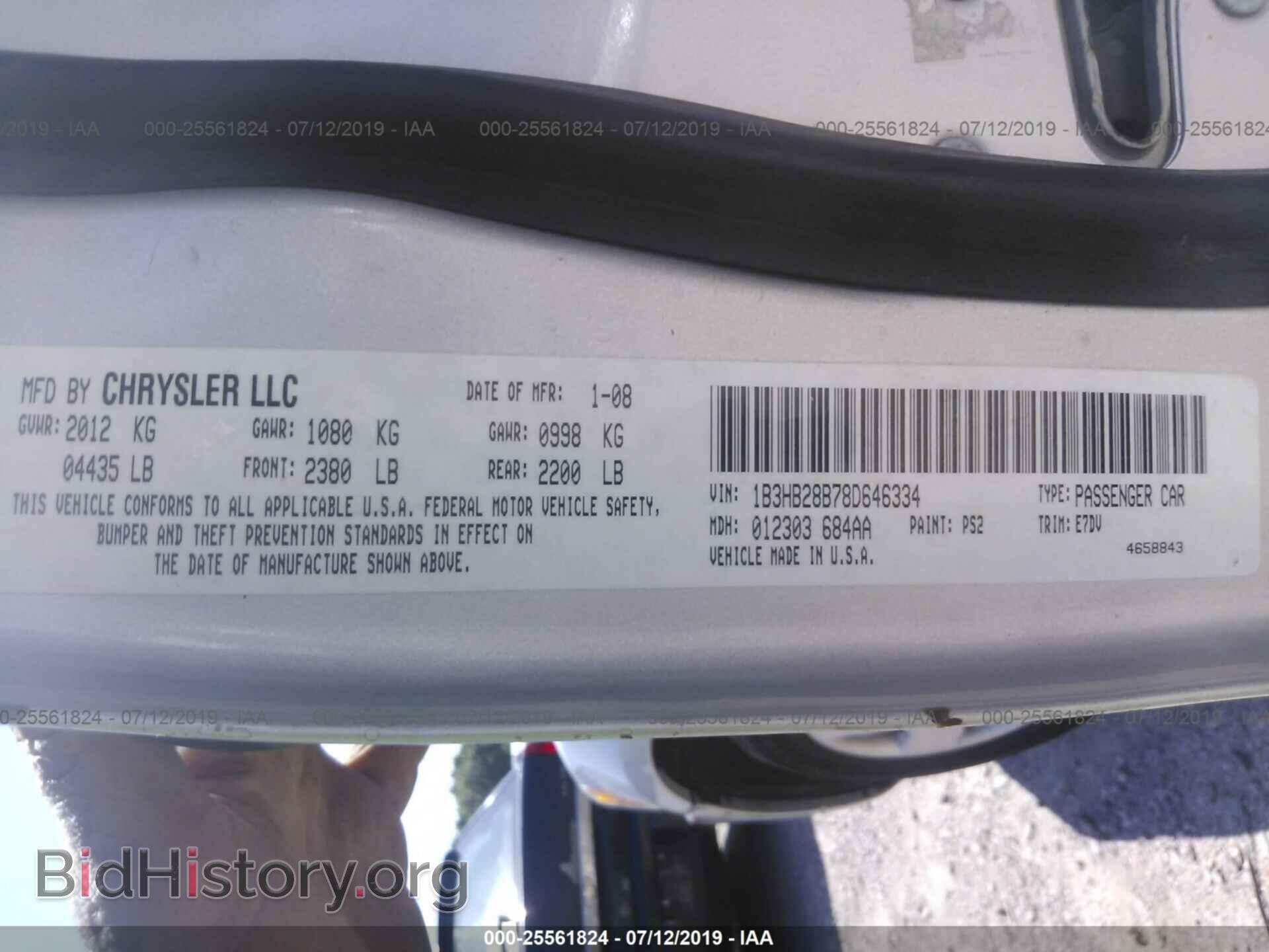 2008 DODGE CALIBER - VIN: 1B3HB28B78D646334 - Фото 9