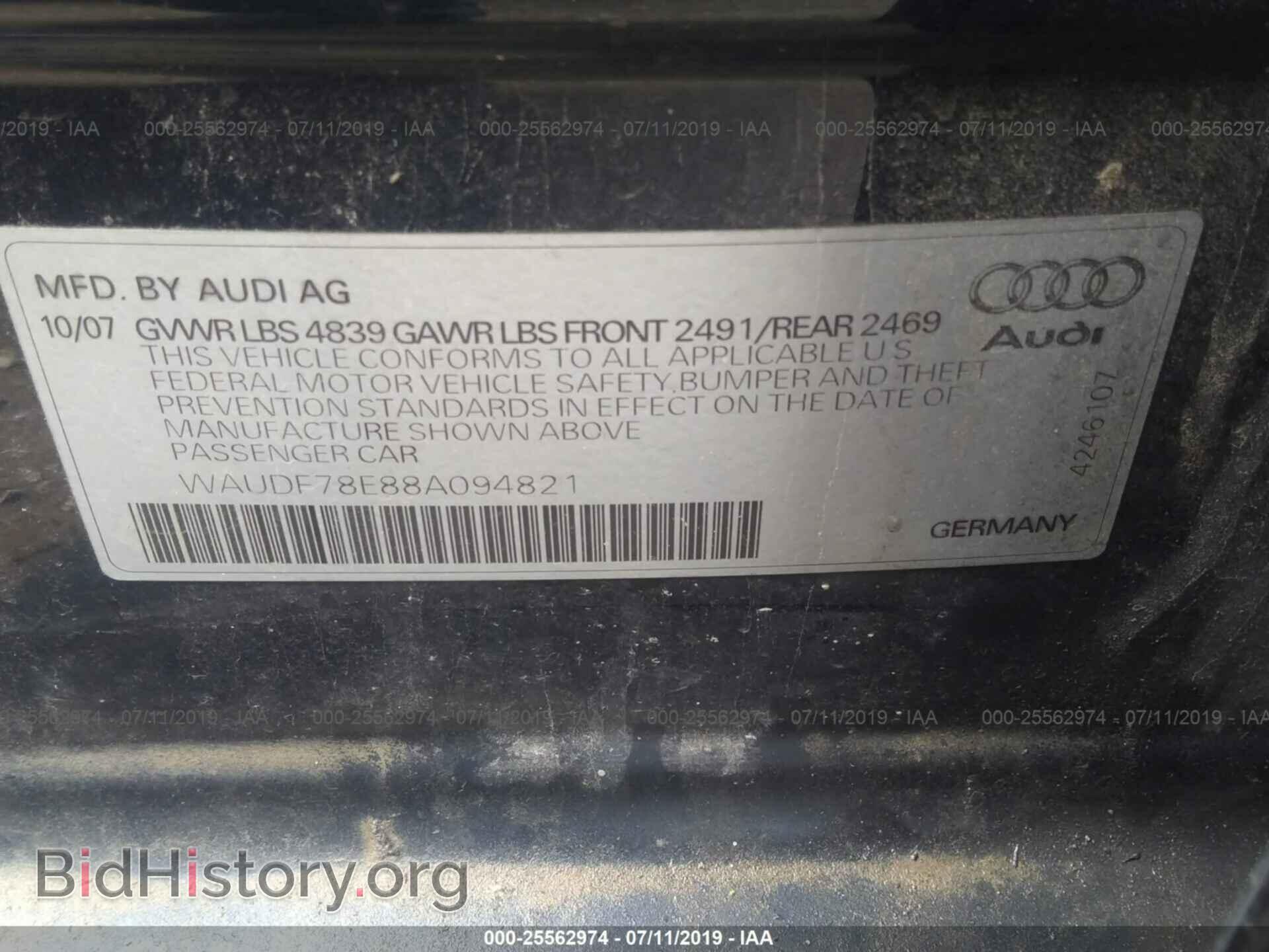 2008 AUDI A4 - VIN: WAUDF78E88A094821 - Photo 9