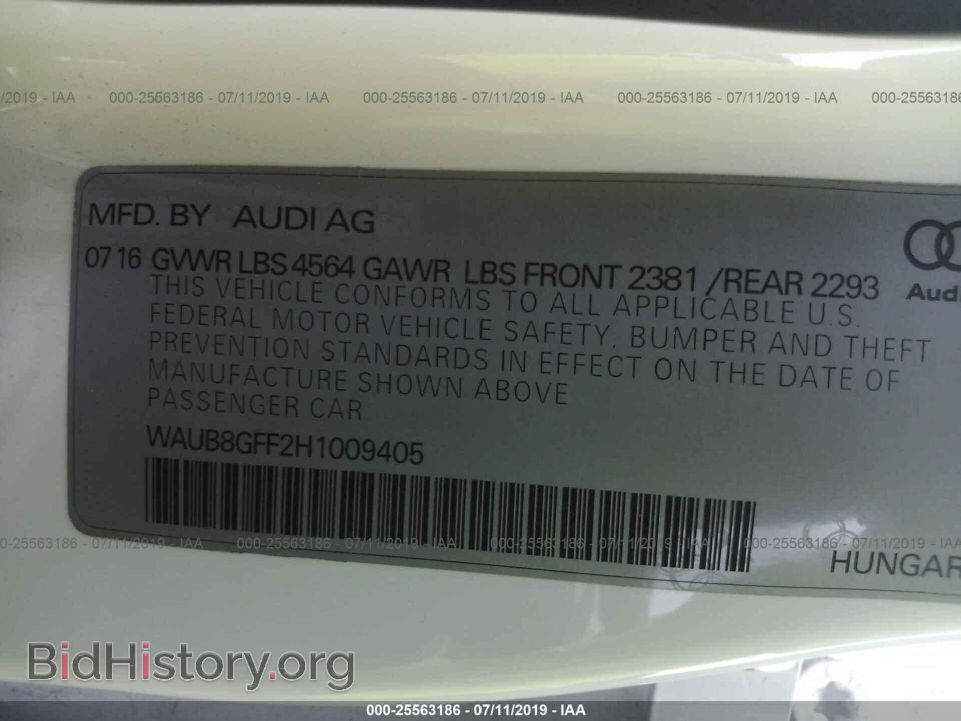 2017 AUDI A3 - VIN: WAUB8GFF2H1009405 - Фото 9