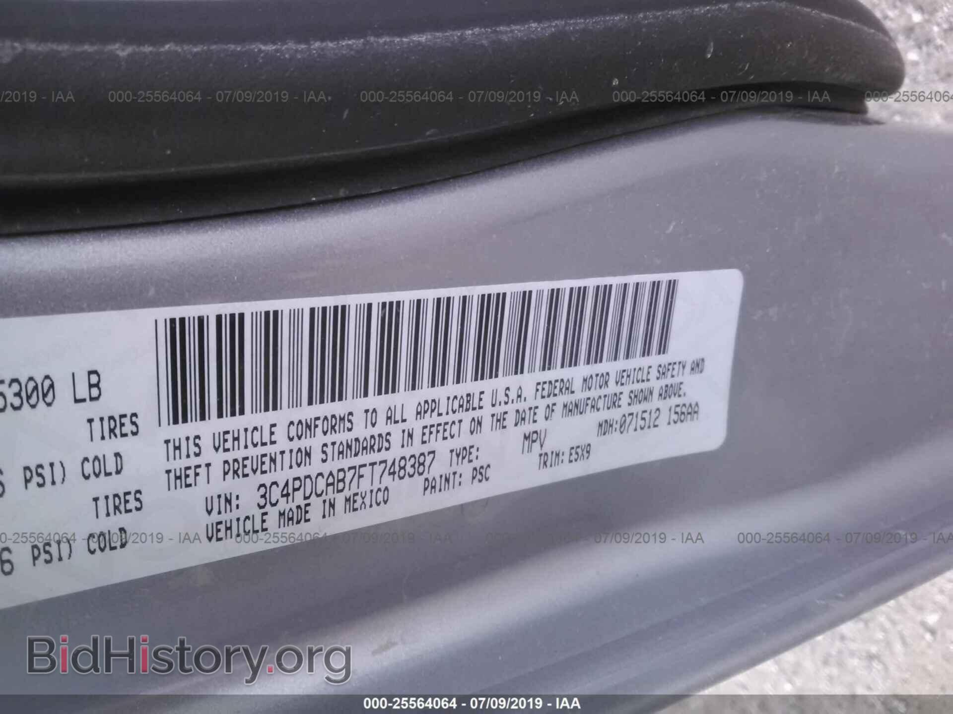 2015 DODGE JOURNEY - VIN: 3C4PDCAB7FT748387 - Фото 9