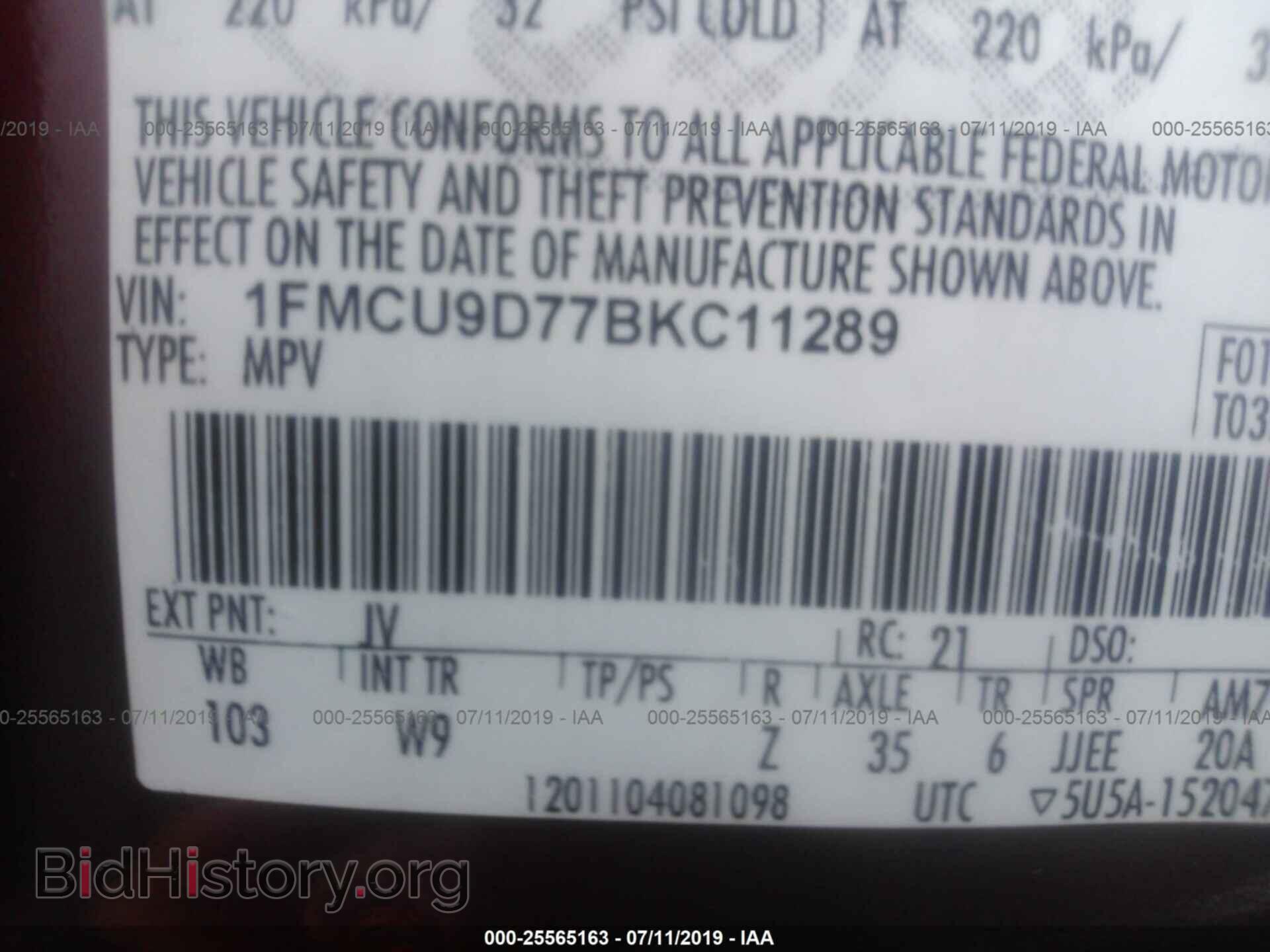 2011 FORD ESCAPE - VIN: 1FMCU9D77BKC11289 - Photo 9