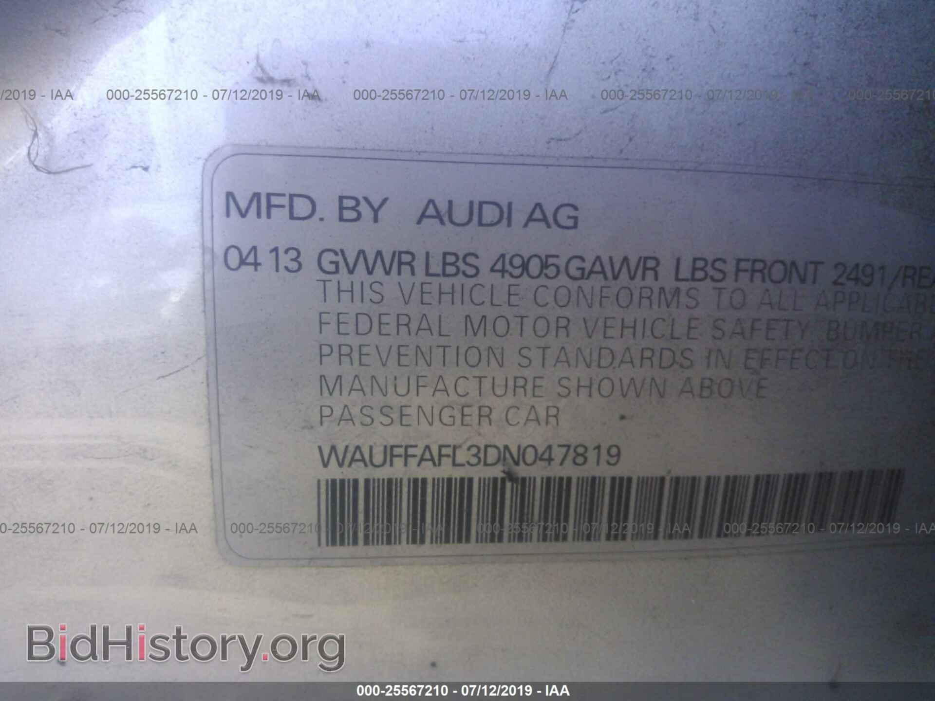 2013 AUDI A4 - VIN: WAUFFAFL3DN047819 - Фото 9