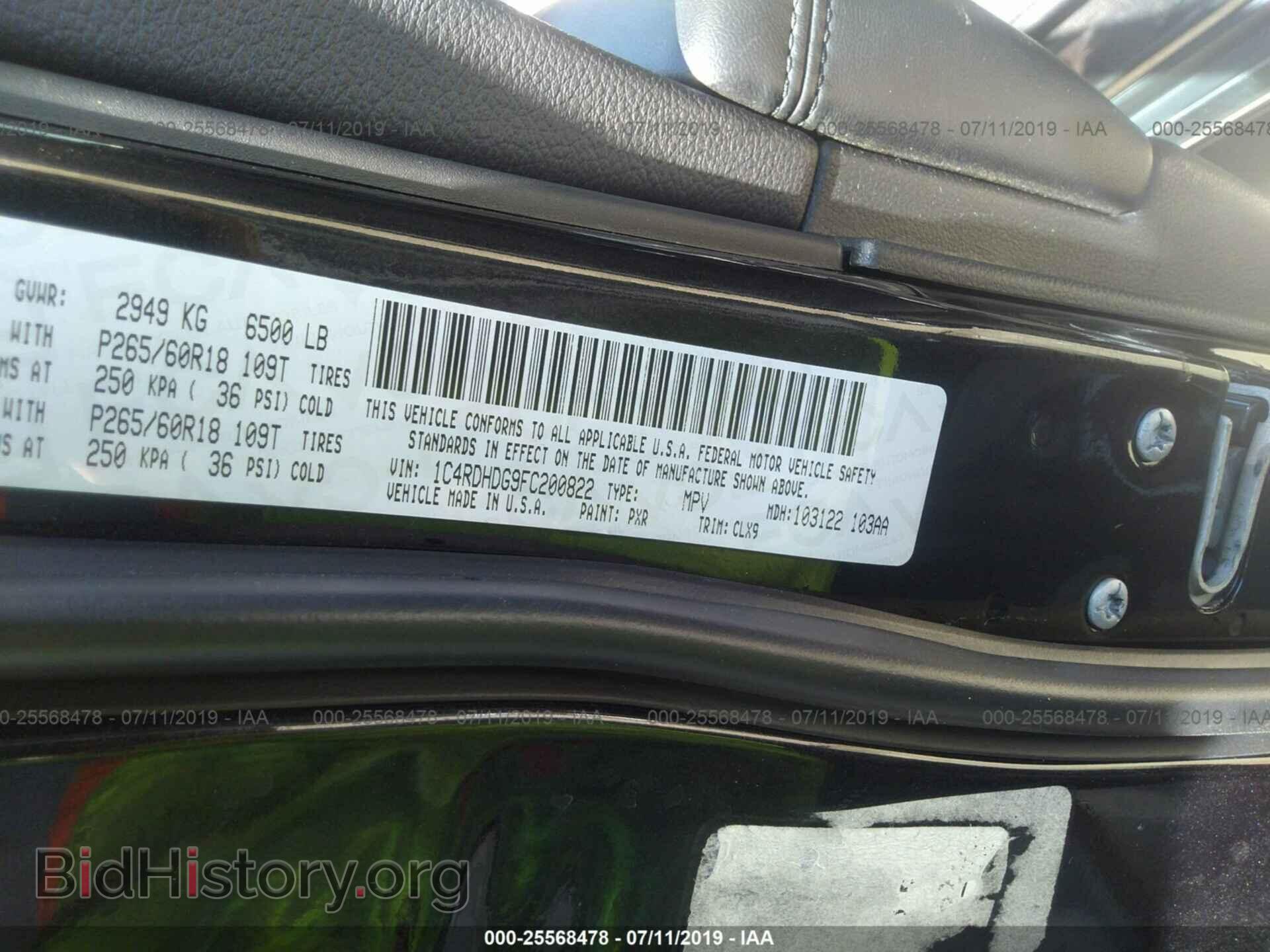 2015 DODGE DURANGO - VIN: 1C4RDHDG9FC200822 - Фото 9