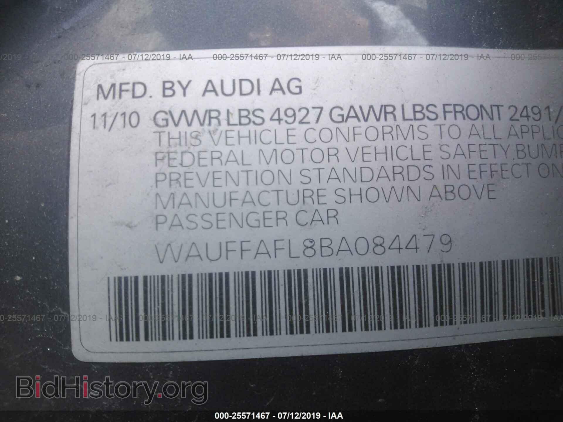 2011 AUDI A4 - VIN: WAUFFAFL8BA084479 - Фото 9