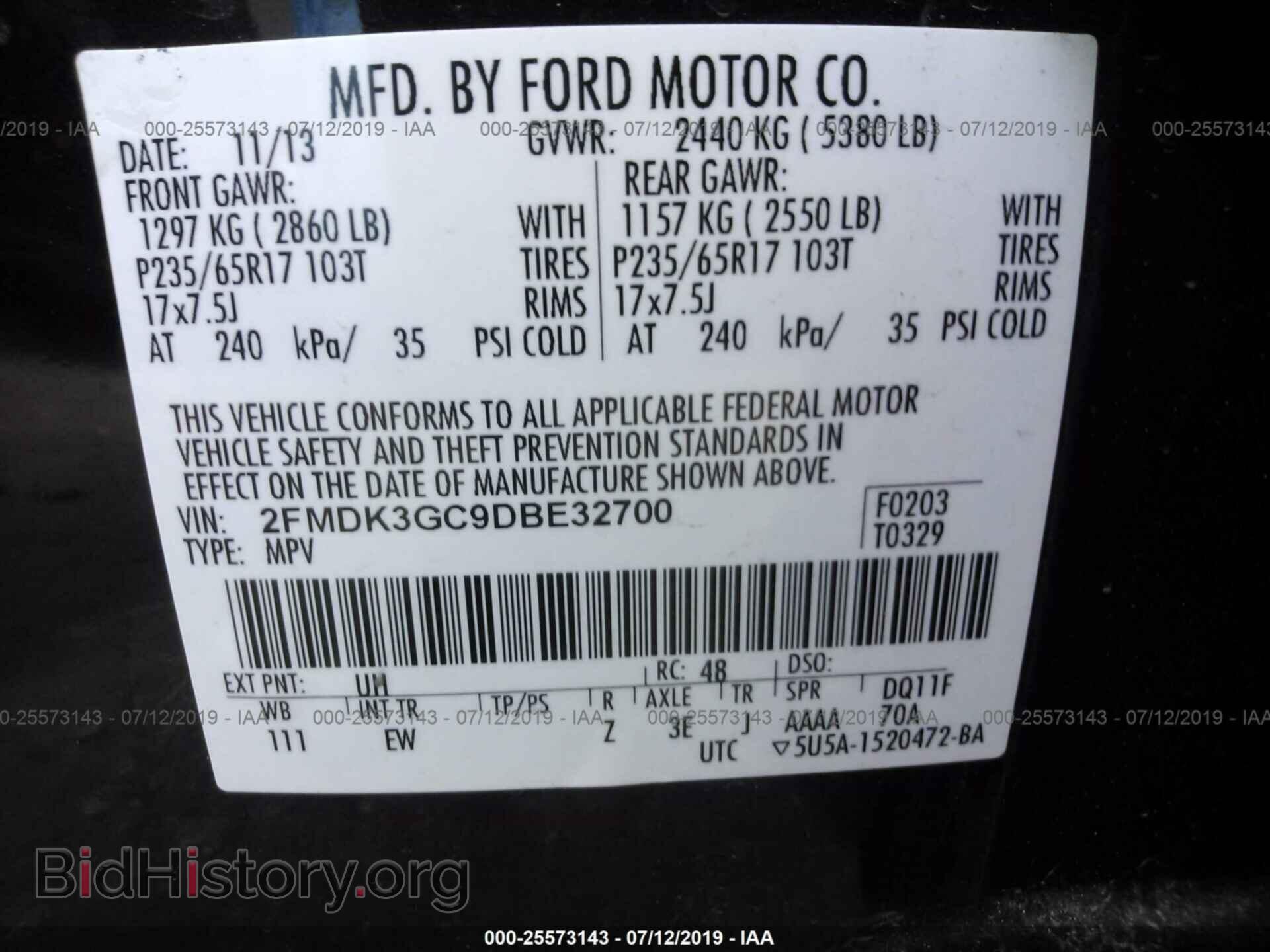 2013 FORD EDGE - VIN: 2FMDK3GC9DBE32700 - Photo 9