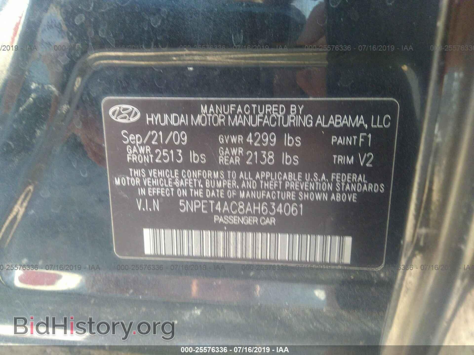 2010 HYUNDAI SONATA - VIN: 5NPET4AC8AH634061 - Фото 9