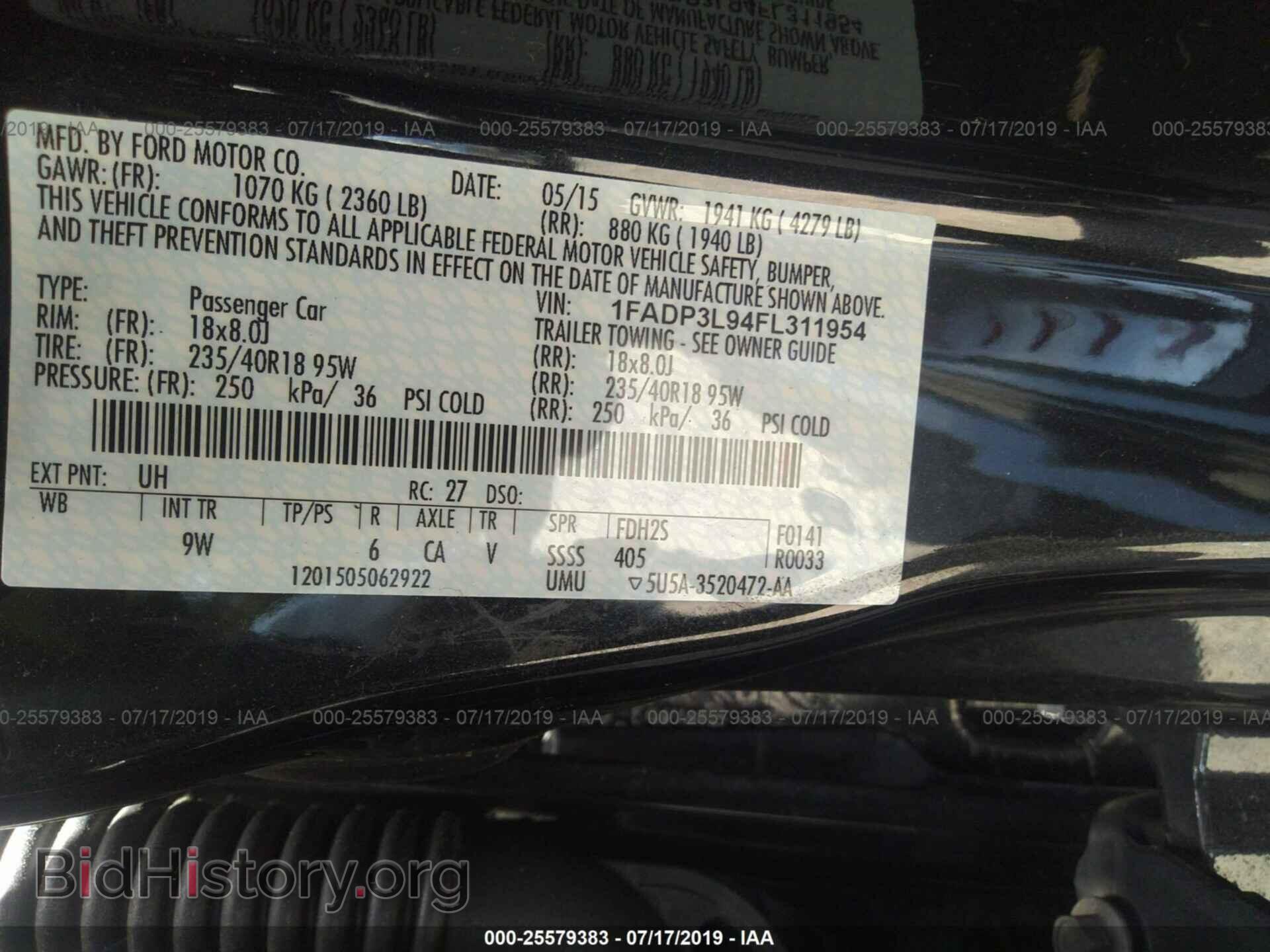 2015 FORD FOCUS - VIN: 1FADP3L94FL311954 - Фото 9