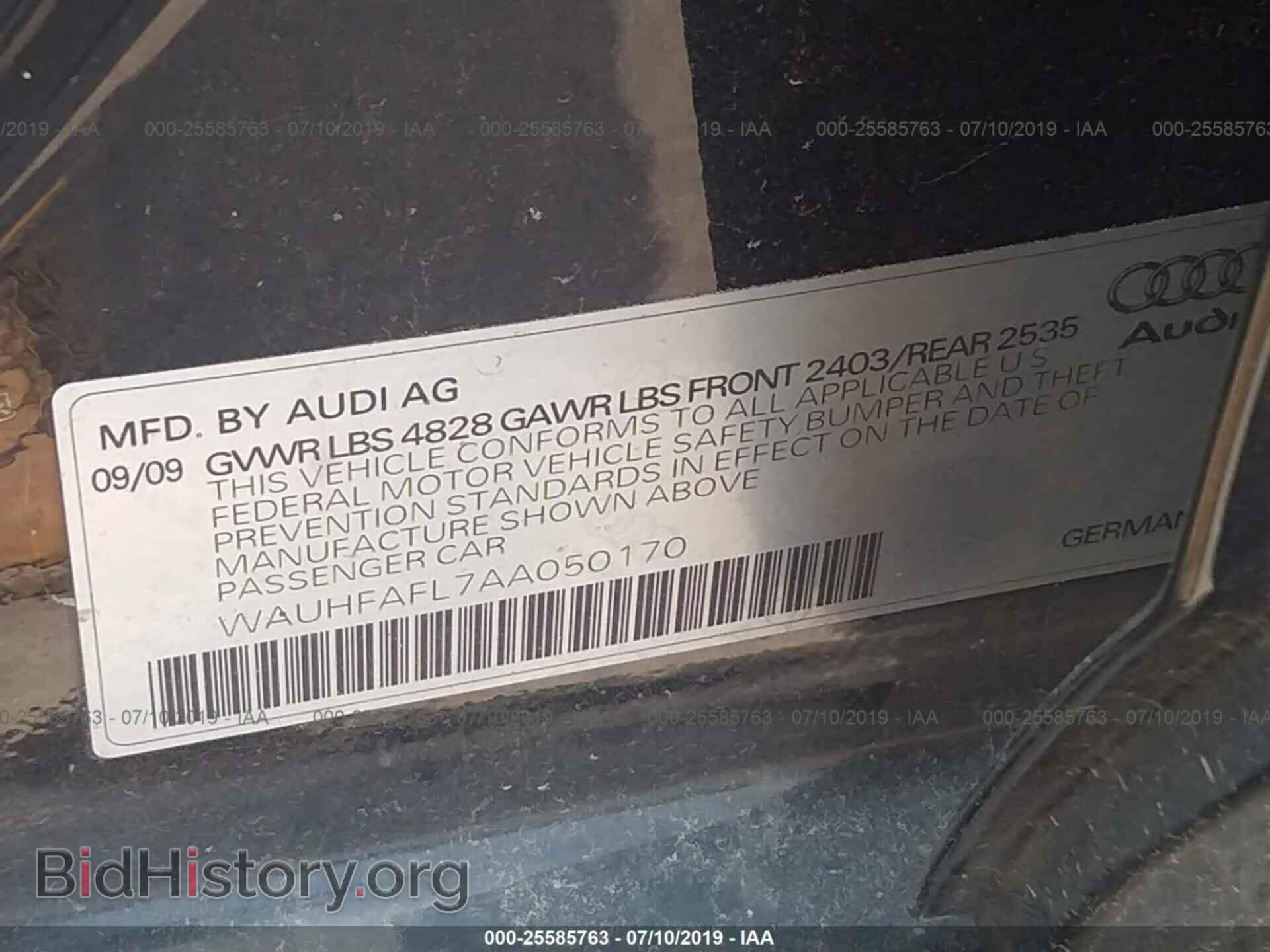 2010 AUDI A4 - VIN: WAUHFAFL7AA050170 - Фото 9