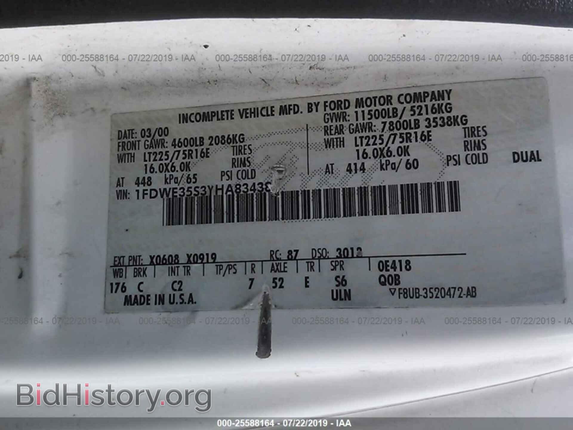 2000 FORD ECONOLINE - VIN: 1FDWE35S3YHA83438 - Фото 9