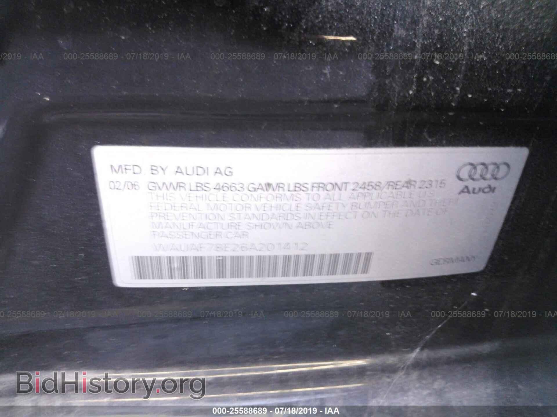 2006 AUDI A4 - VIN: WAUAF78E26A201412 - Фото 9