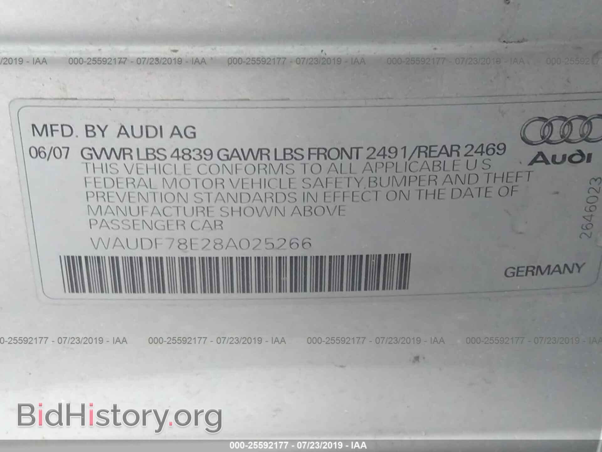 2008 AUDI A4 - VIN: WAUDF78E28A025266 - Photo 9