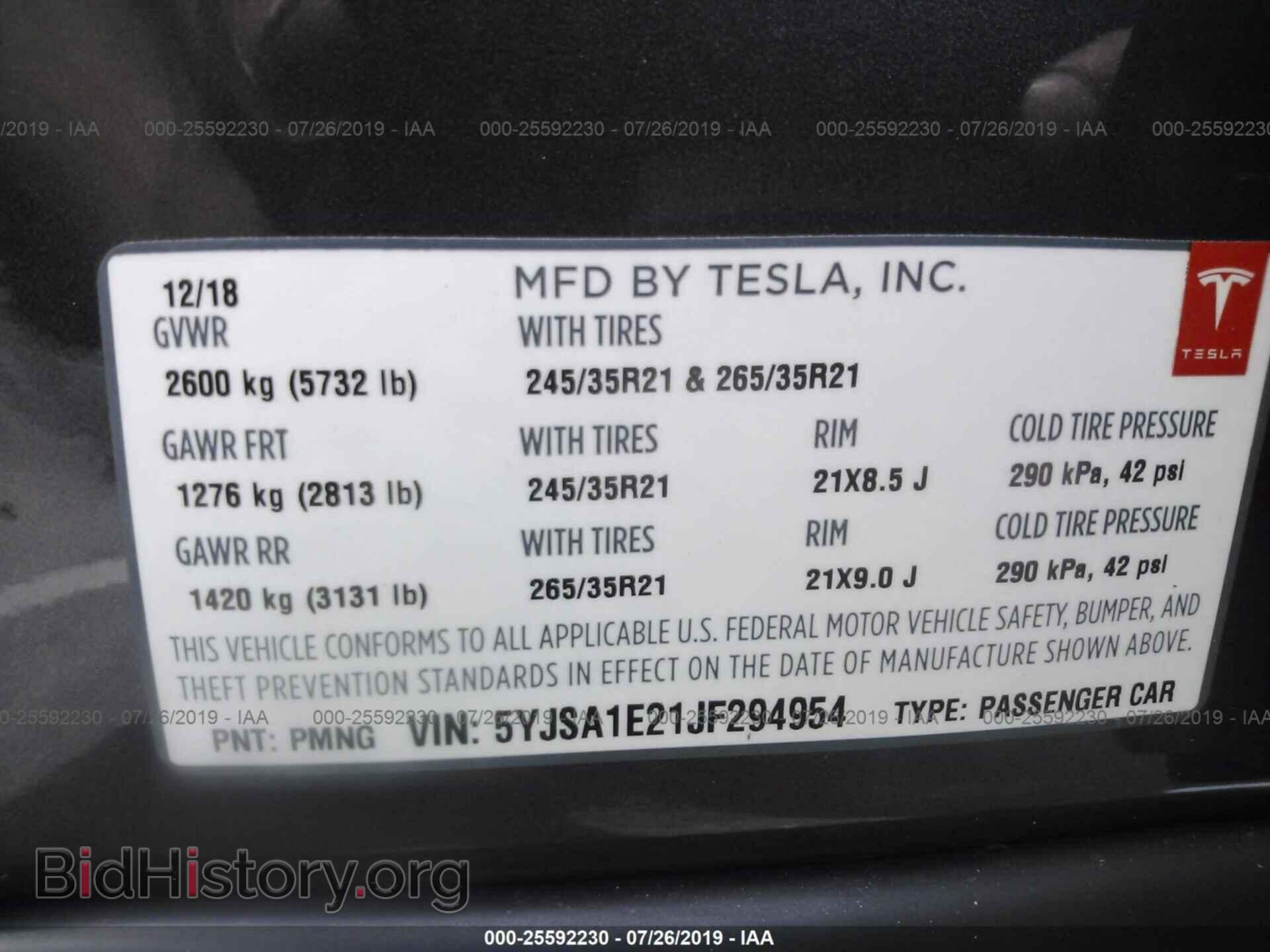 2018 TESLA MODEL S - VIN: 5YJSA1E21JF294954 - Photo 9