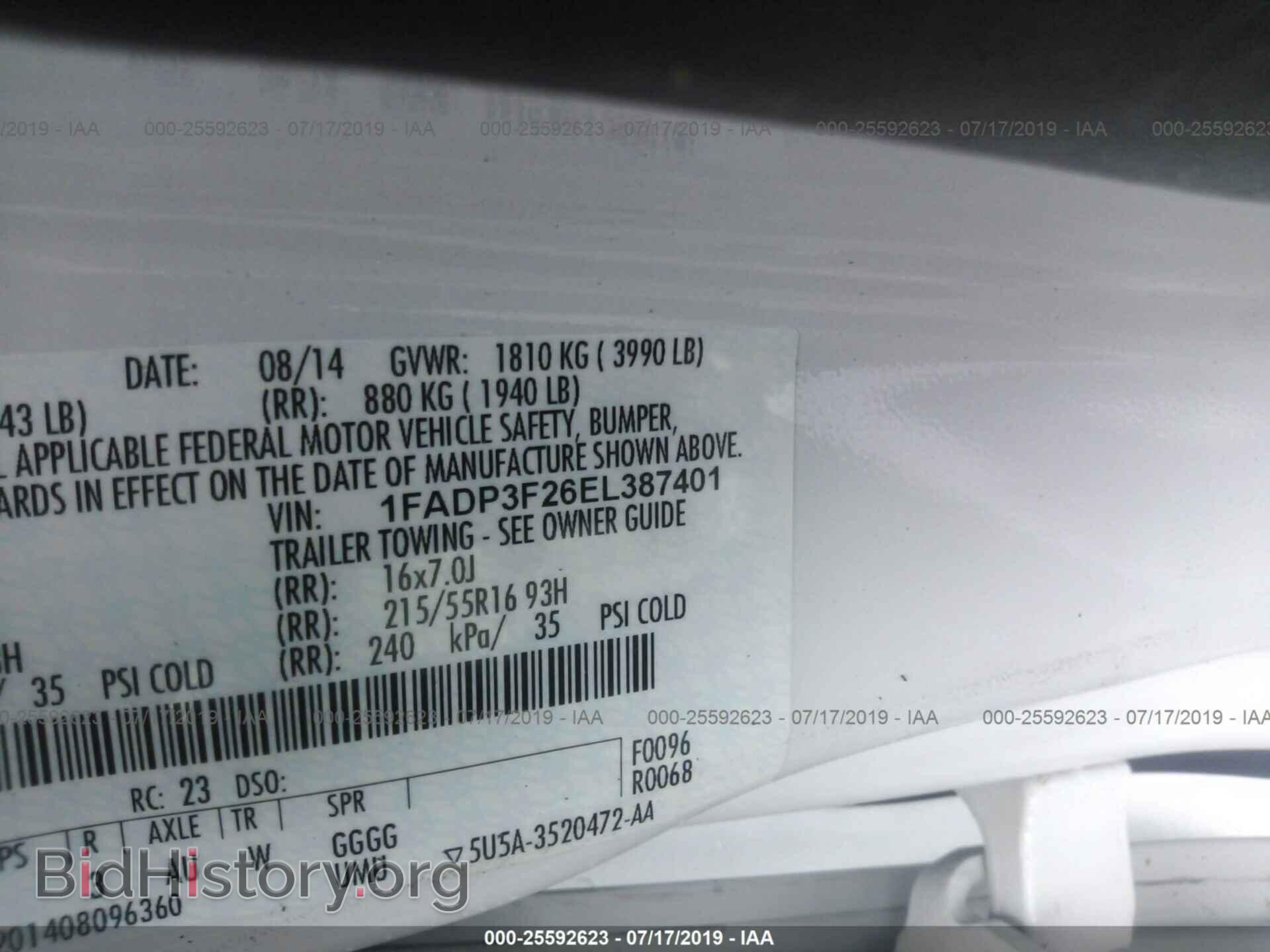 2014 FORD FOCUS - VIN: 1FADP3F26EL387401 - Фото 9