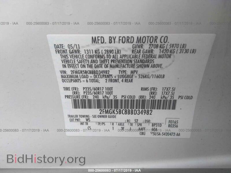 2011 Ford FLEX (VIN 2FMGK5BC8BBD34982) — фото 9 из 10