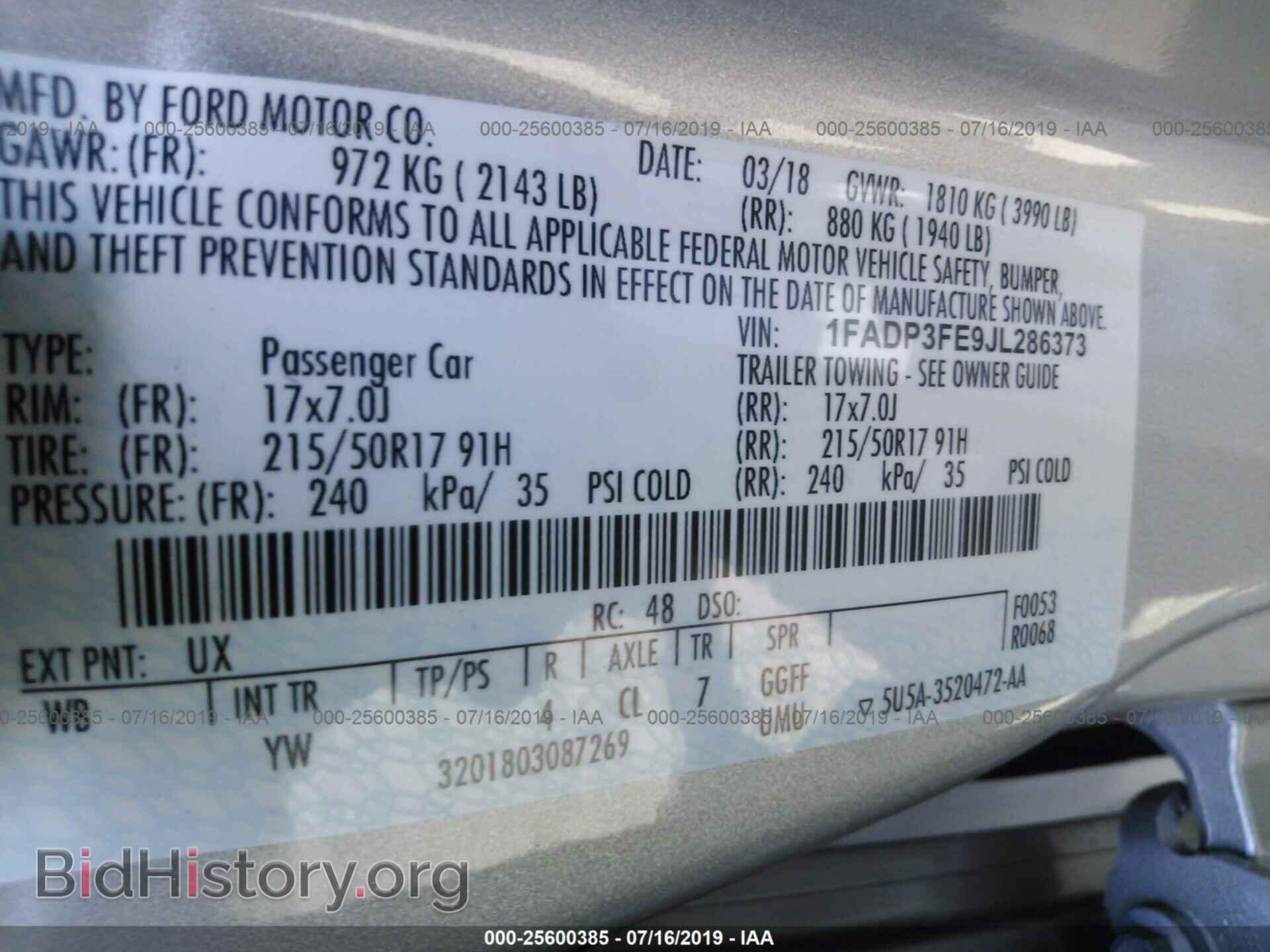 2018 FORD FOCUS - VIN: 1FADP3FE9JL286373 - Фото 9