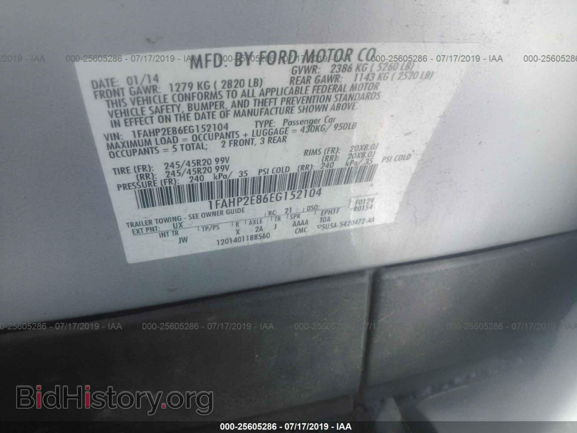 2014 FORD TAURUS - VIN: 1FAHP2E86EG152104 - Photo 9