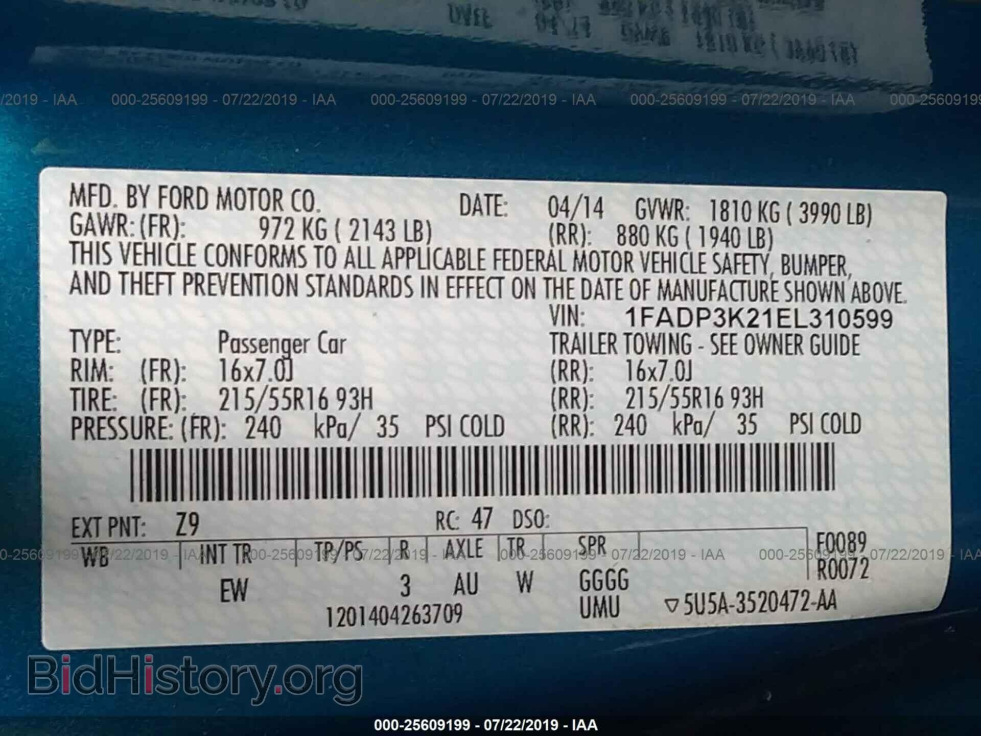 2014 FORD FOCUS - VIN: 1FADP3K21EL310599 - Photo 9