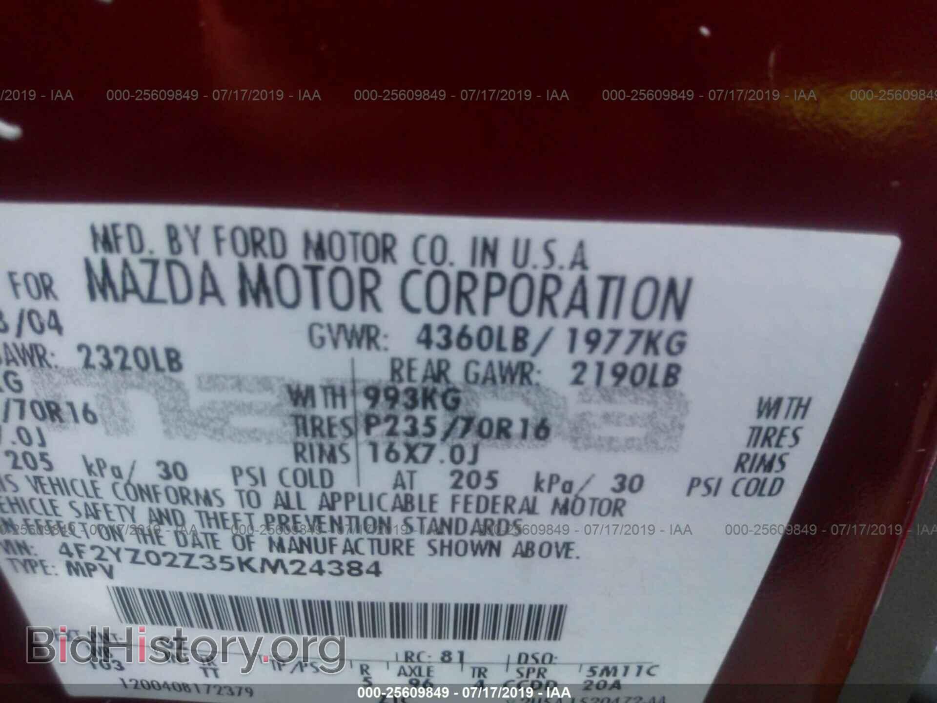2005 MAZDA TRIBUTE - VIN: 4F2YZ02Z35KM24384 - Фото 9