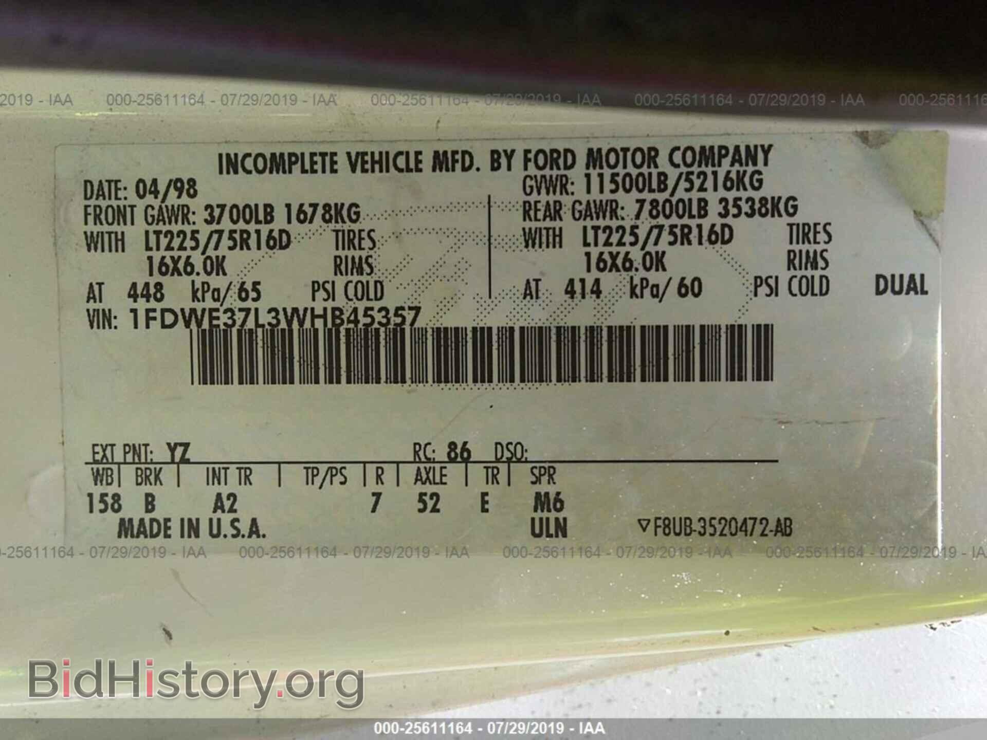 1998 FORD ECONOLINE - VIN: 1FDWE37L3WHB45357 - Фото 9
